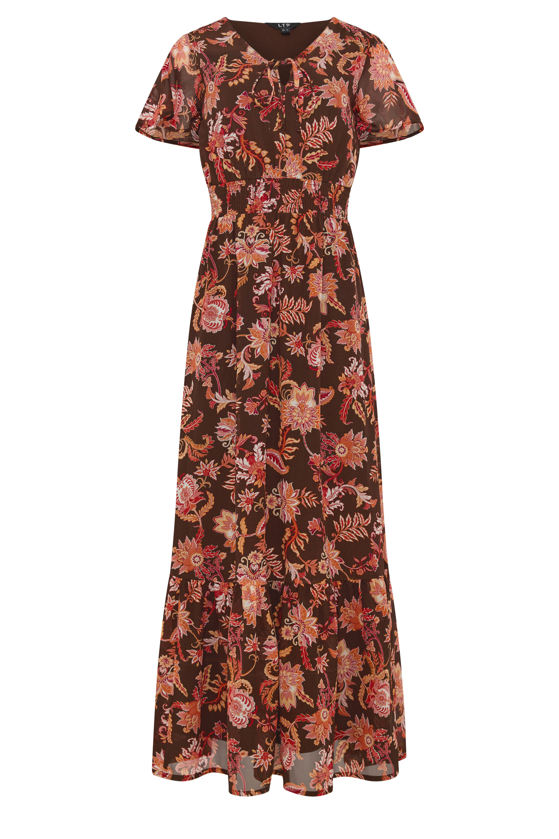 LTS Tall Women's Brown Floral Shirred Waist Maxi Dress | Long Tall Sally 5