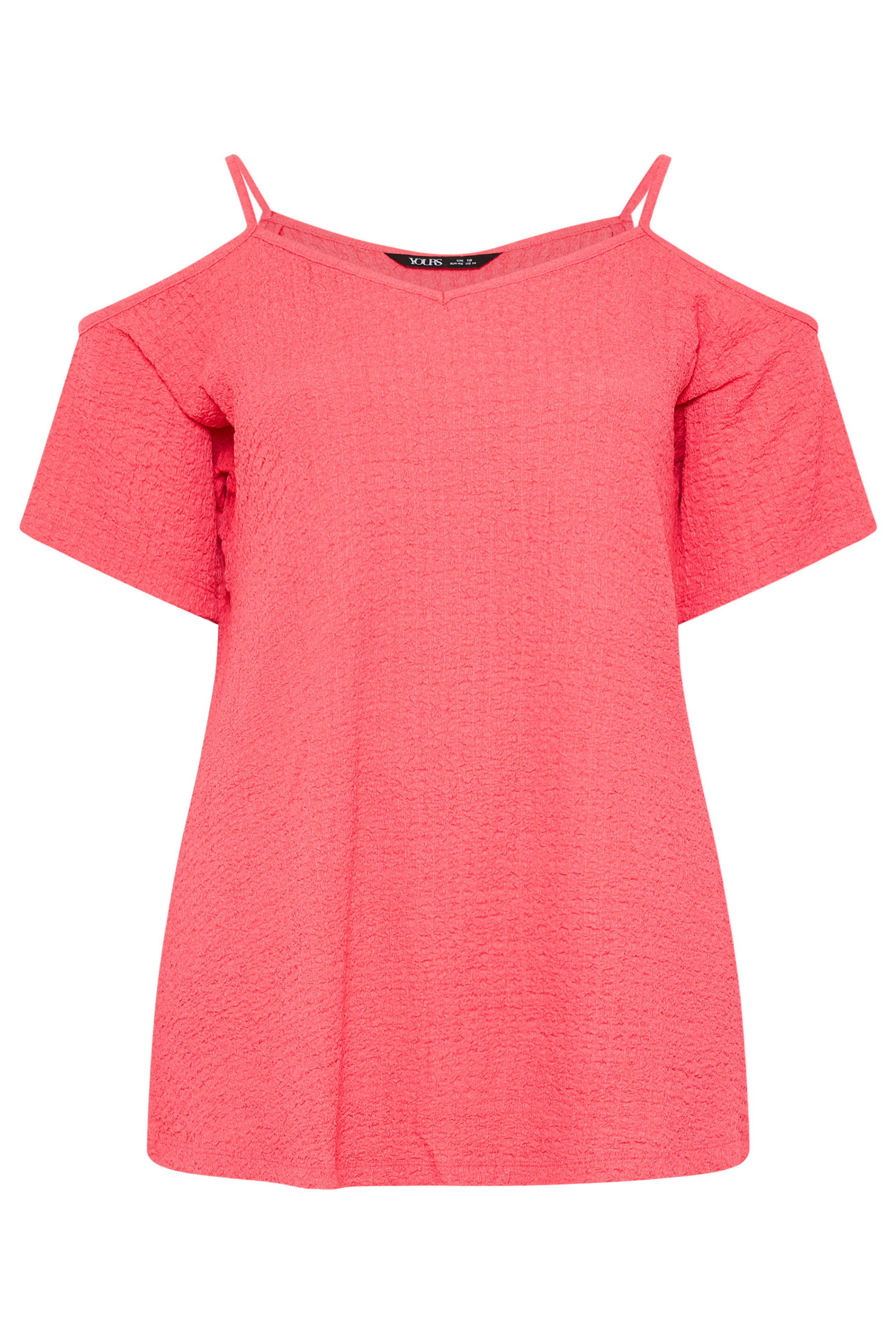 YOURS Plus Size Pink Textured Cold Shoulder Top | Yours Clothing 5