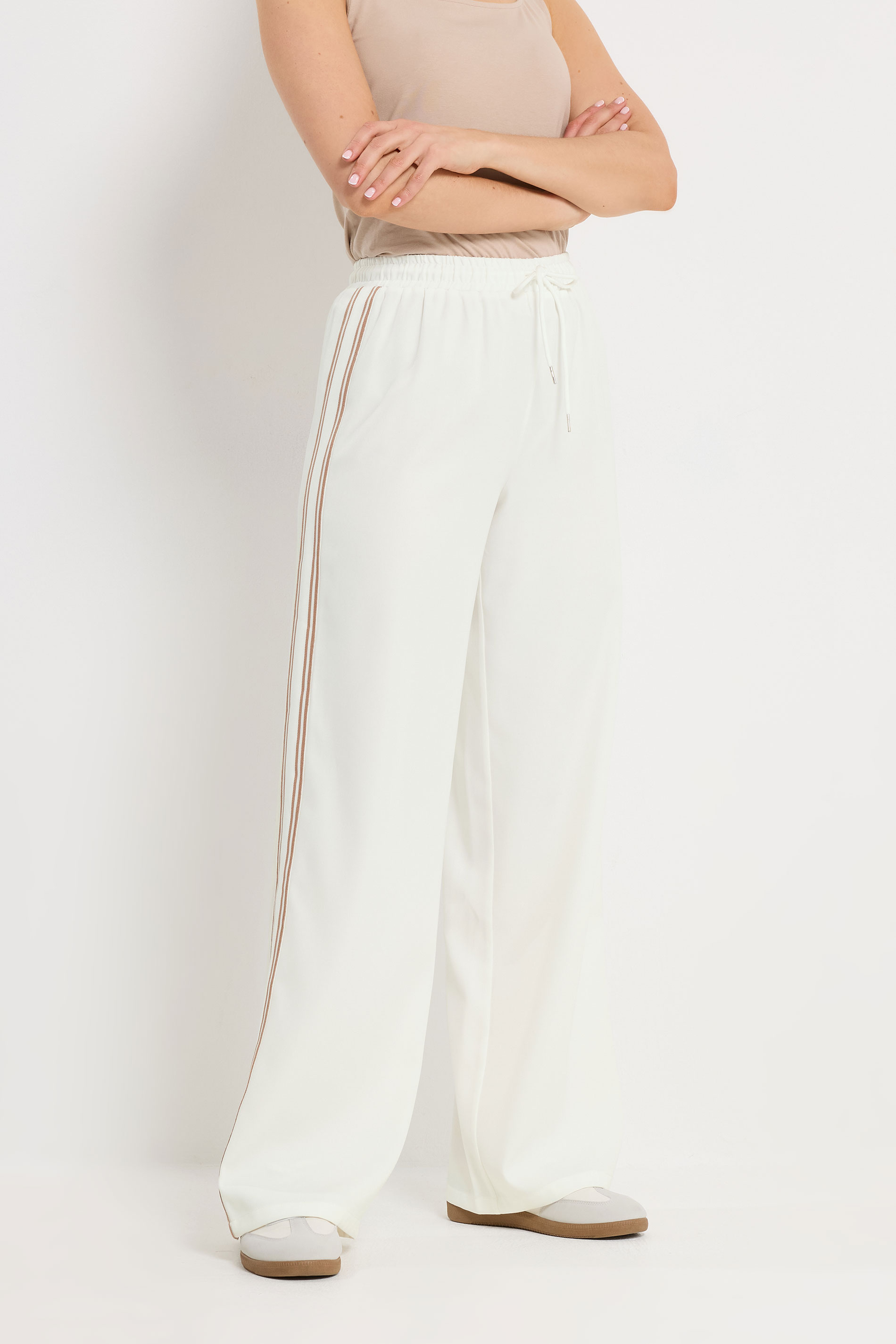 LTS Tall Women's Ivory White Side Stripe Wide Leg Trousers | Long Tall Sally 2