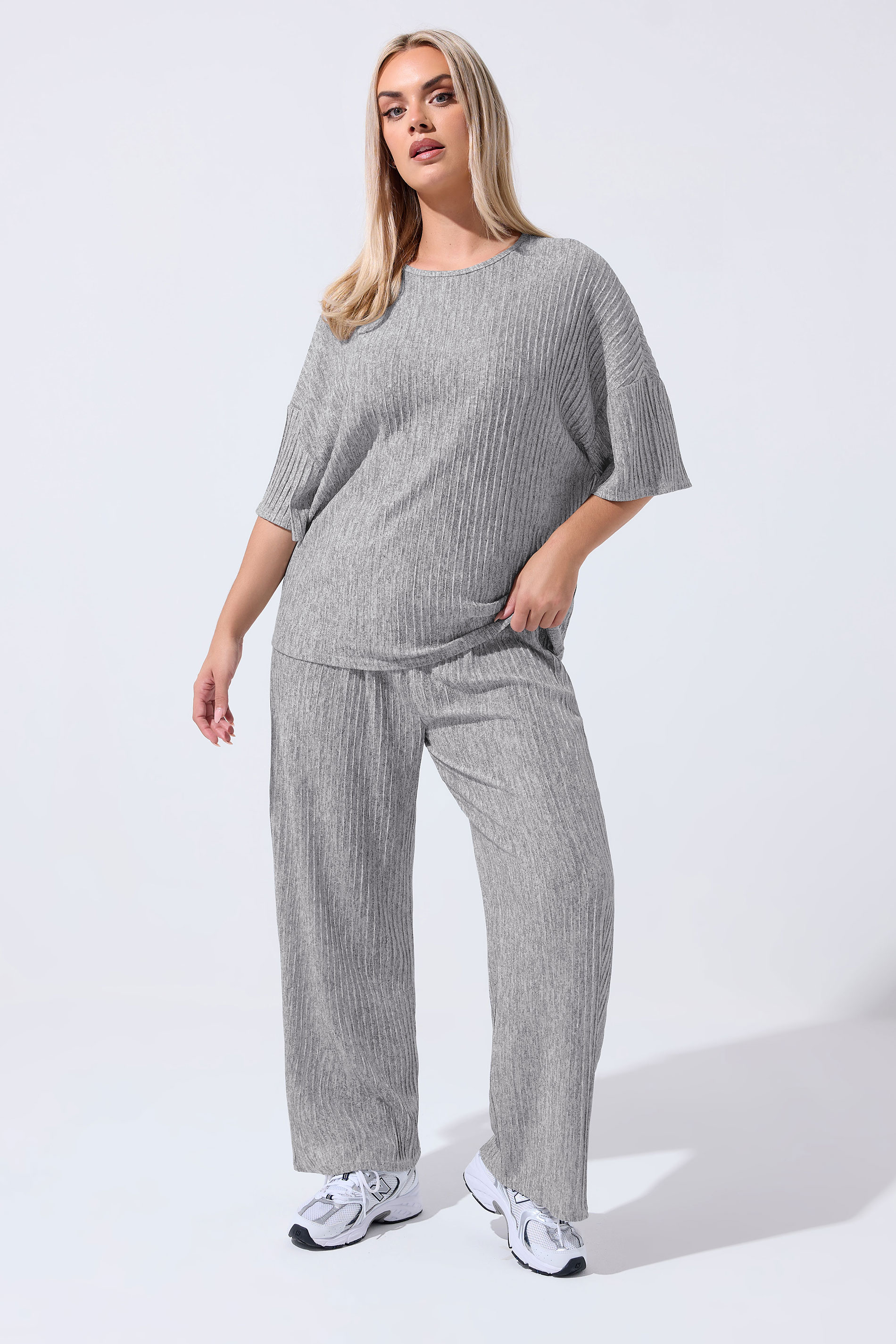 LIMITED COLLECTION Plus Size Grey Ribbed Top | Yours Clothing 3