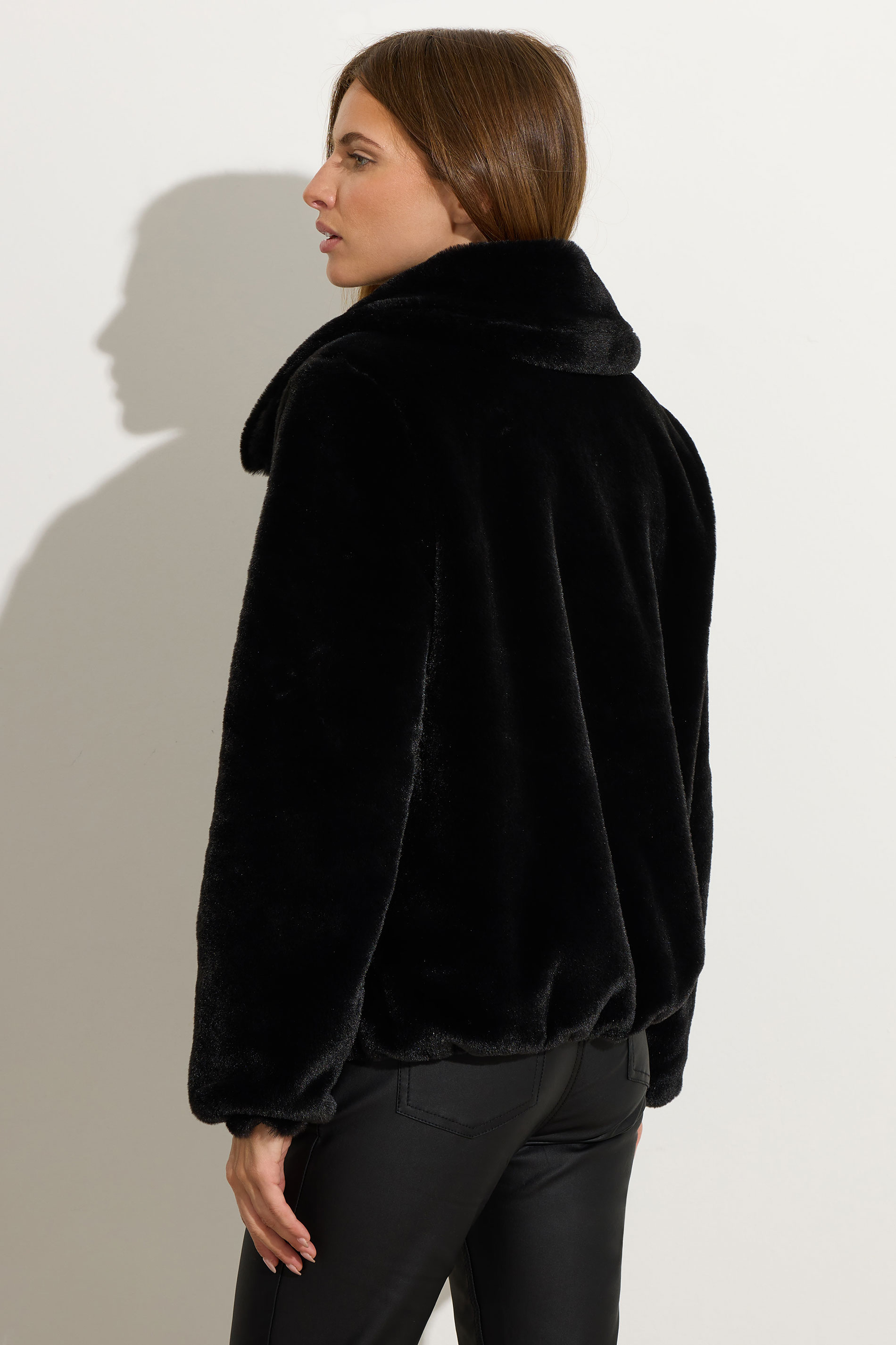 M&Co Black Zip Through Faux Fur Jacket | M&Co 5