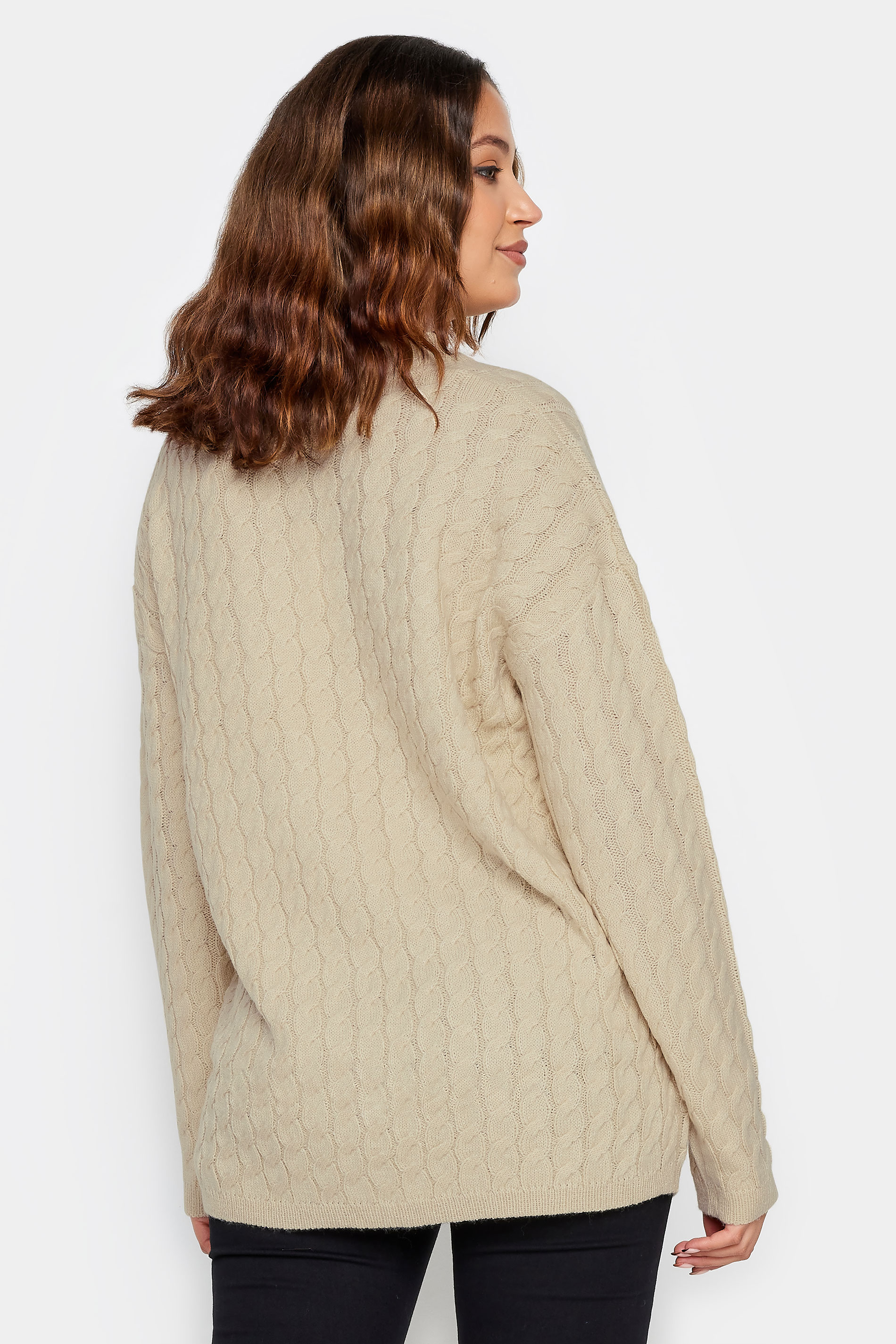 LTS Tall Beige Brown Cable Knit Jumper | Long Tall Sally  3