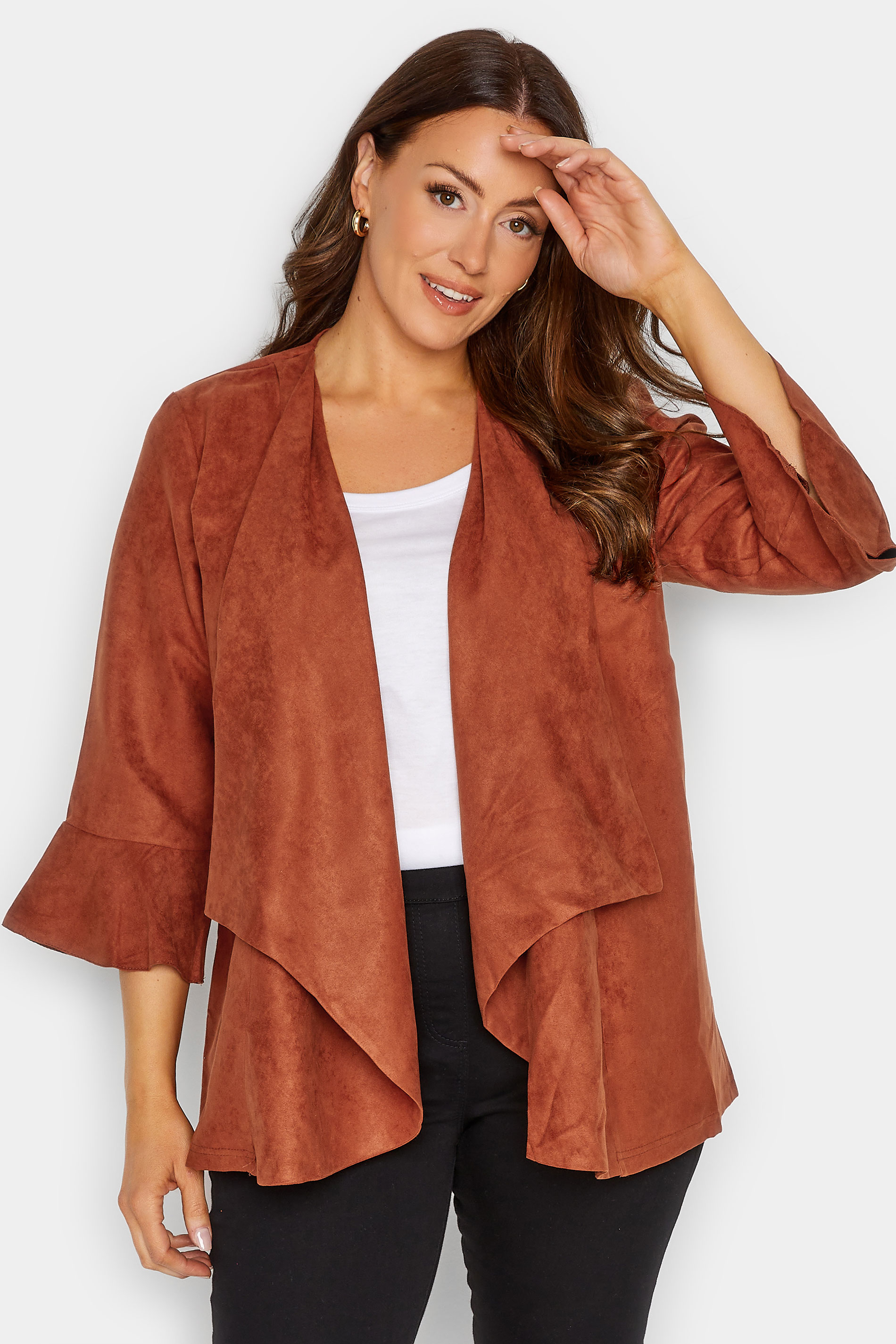 M&Co Brown Suedette Waterfall Jacket | M&Co 1