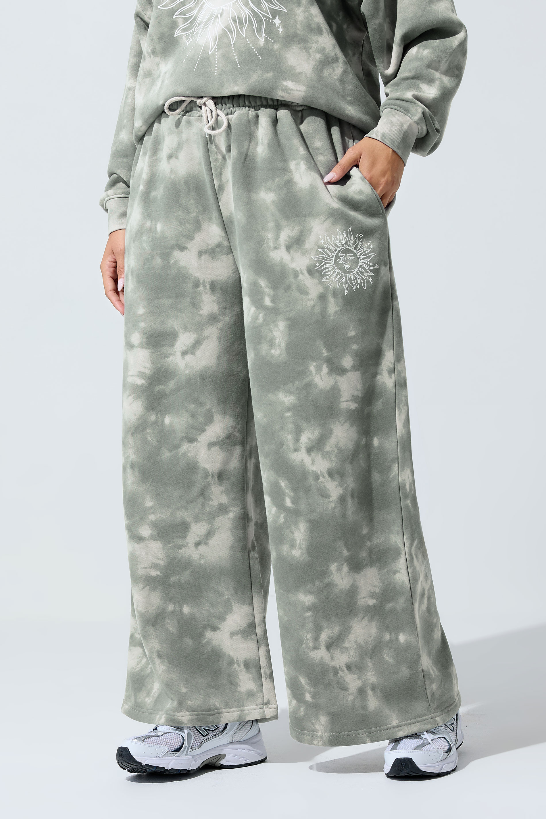 LIMITED COLLECTION Plus Size Grey Graphic Tie Dye Joggers | Yours Clothing 1