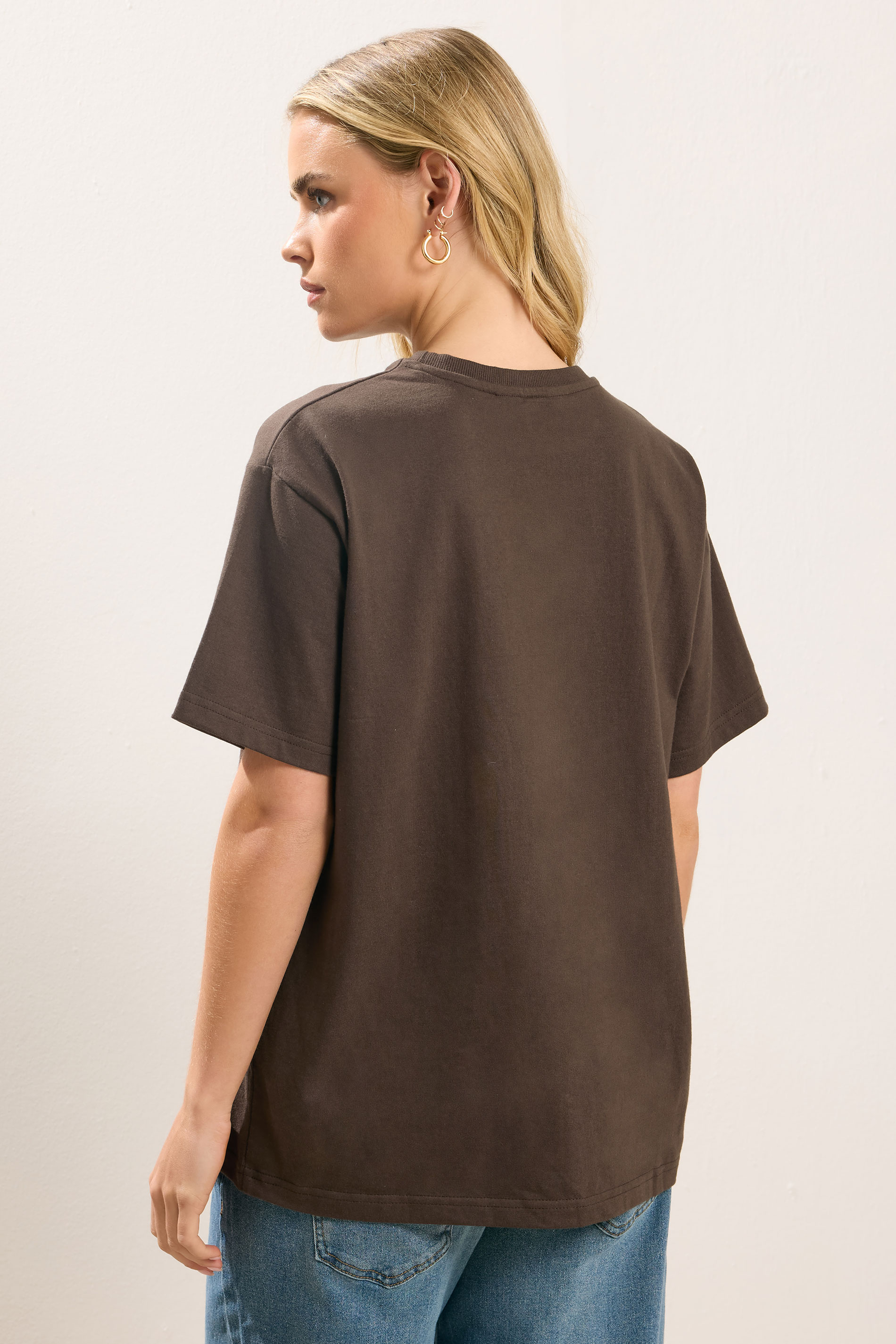 PixieGirl Petite Women's 2 PACK Chocolate Brown & Navy Blue Cotton Oversized T-Shirts | PixieGirl 5