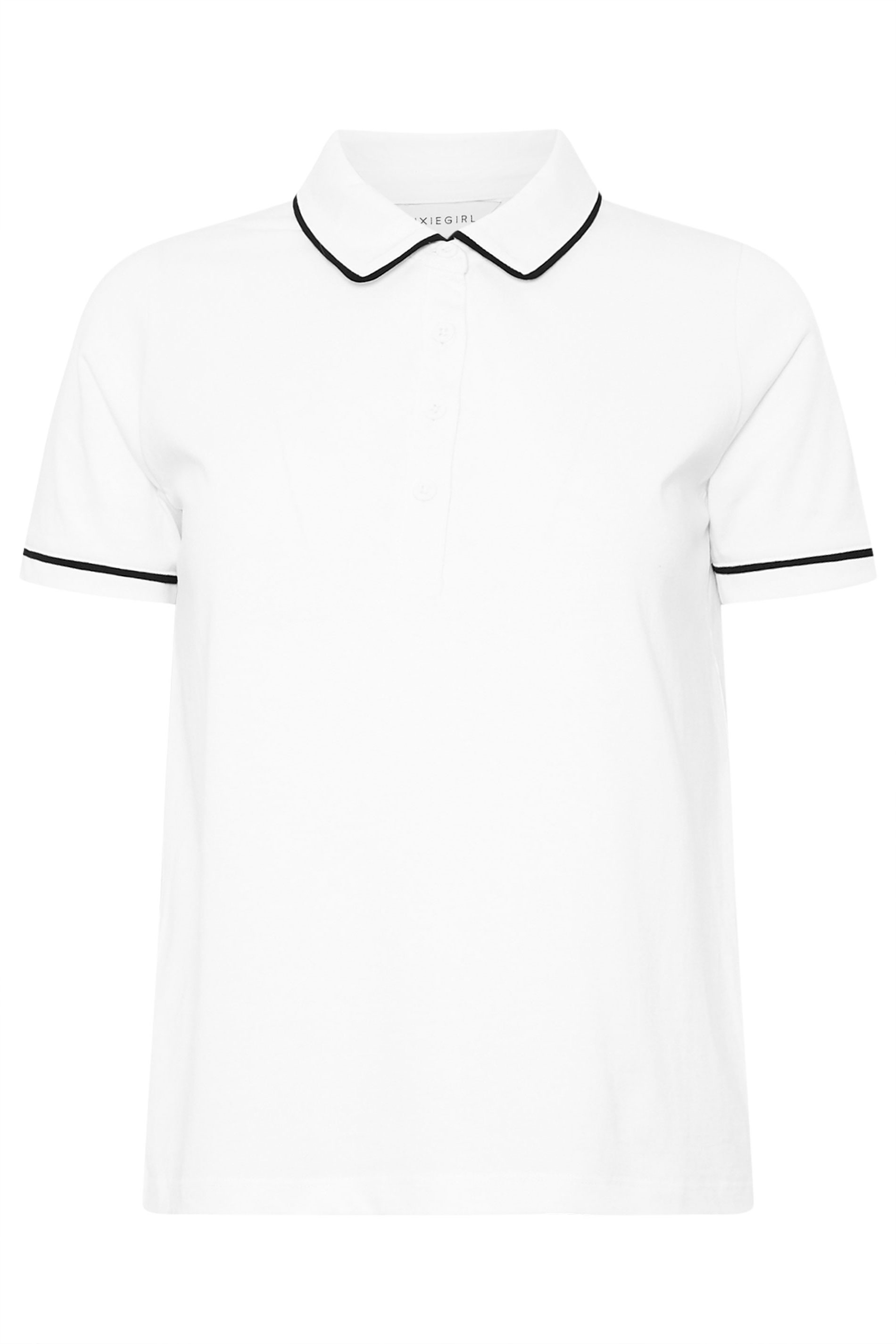 PixieGirl Petite Women's White Contrast Trim Cotton Polo Shirt | PixieGirl 6