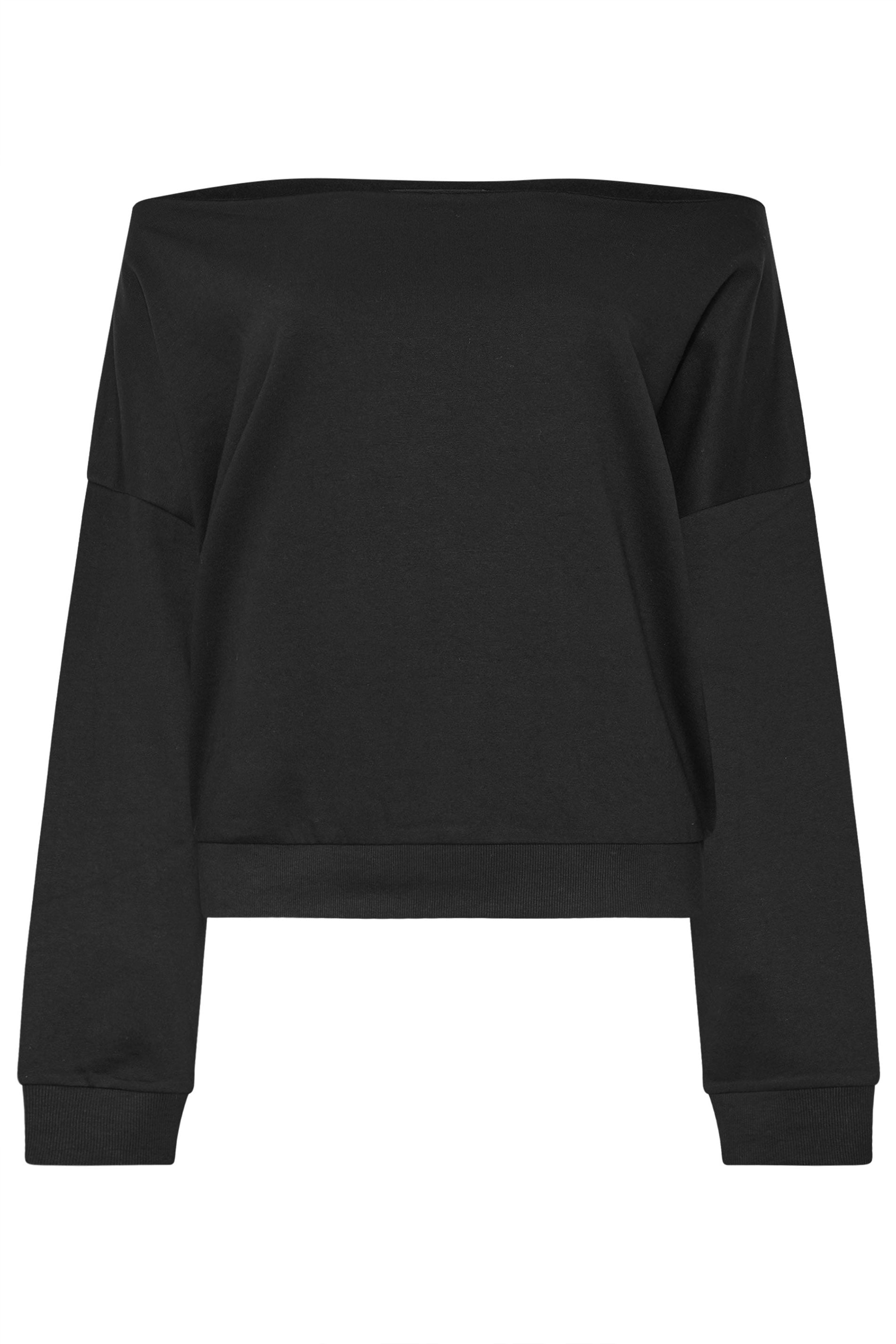 YOURS Plus Size Black Off Shoulder Sweatshirt | Yours Clothing 6