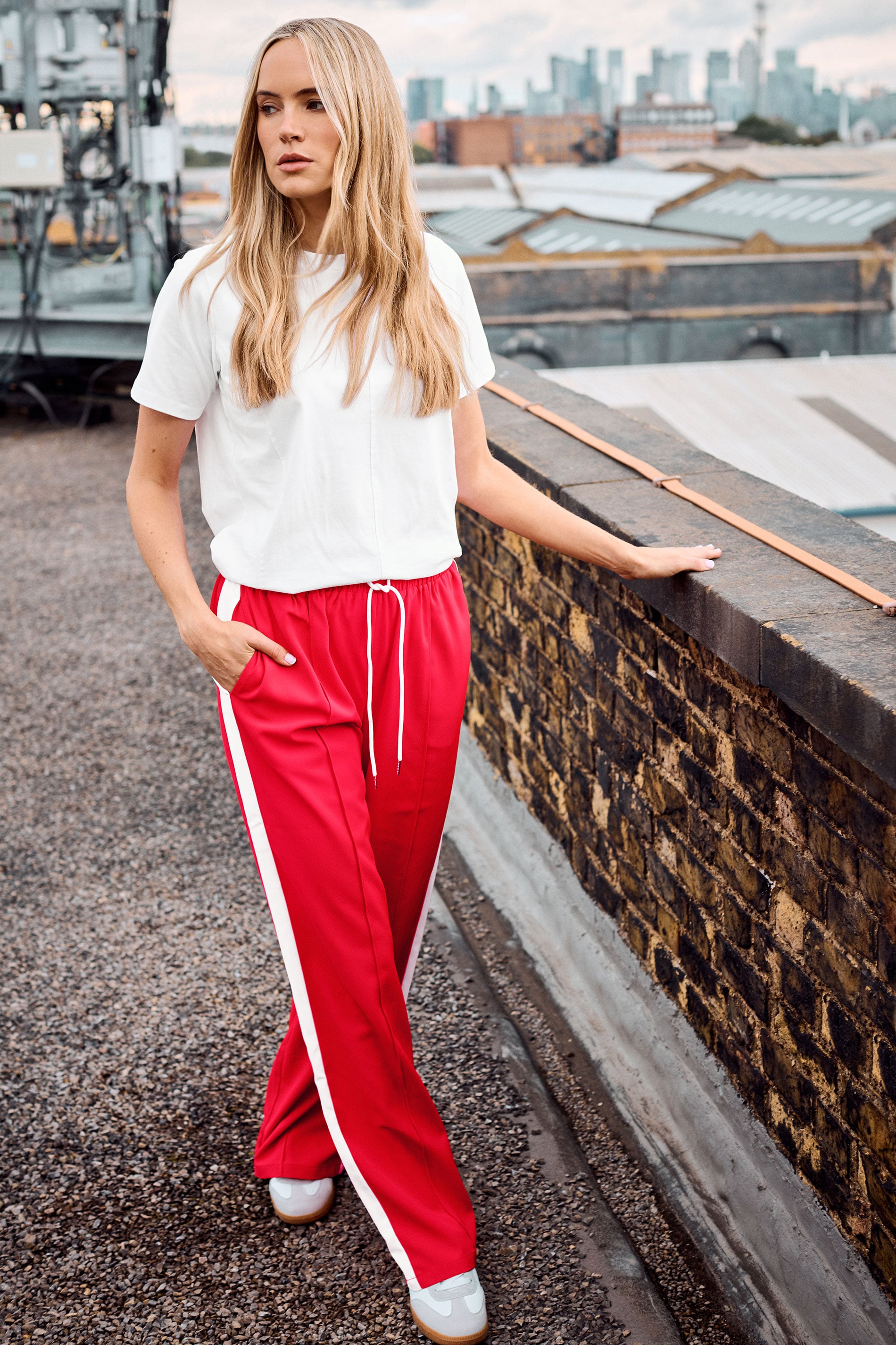 LTS Tall Red Side Stripe Wide Leg Trousers | Long Tall Sally 3