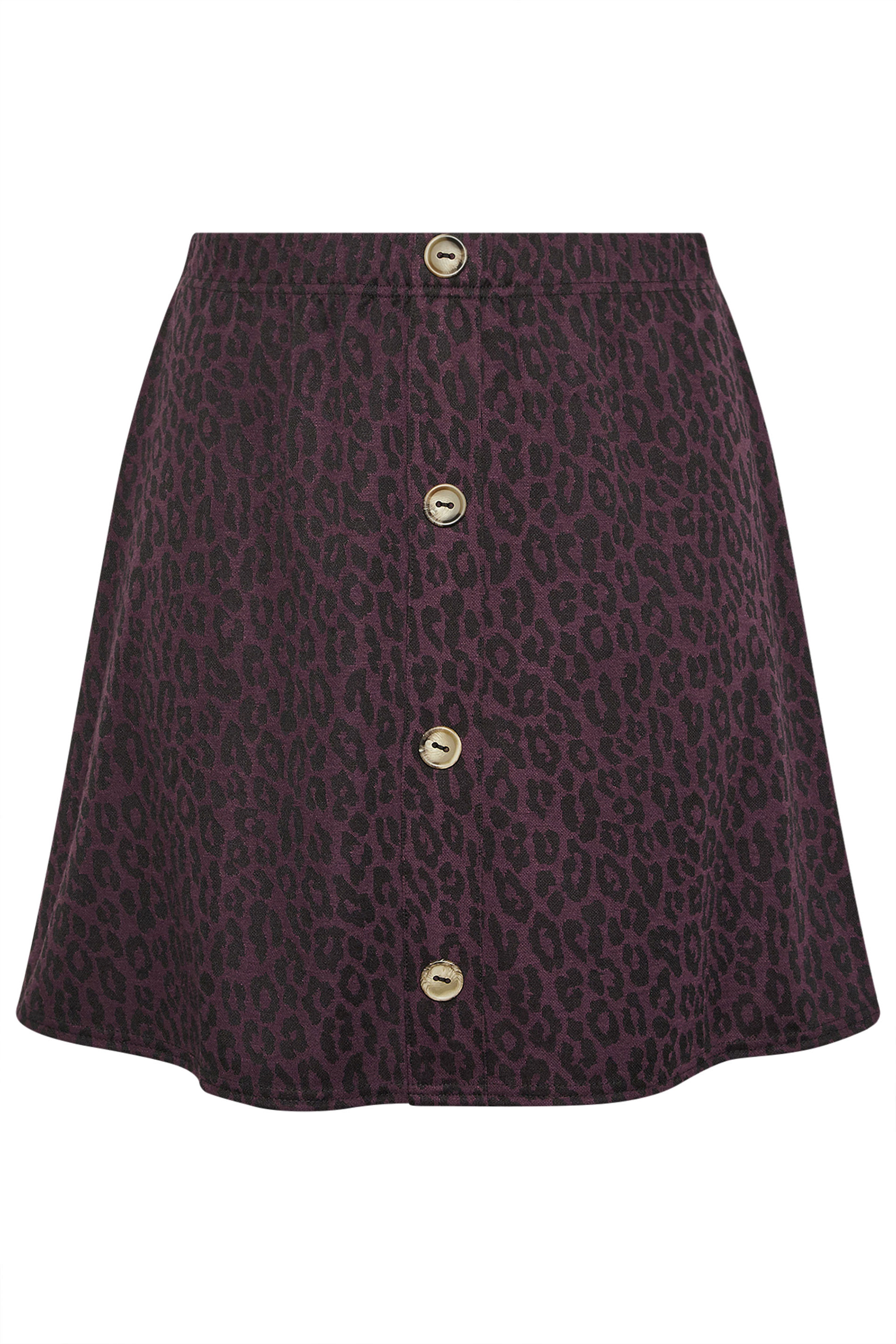 YOURS Plus Size Purple Leopard Button Front Mini Skirt | Yours Clothing 5