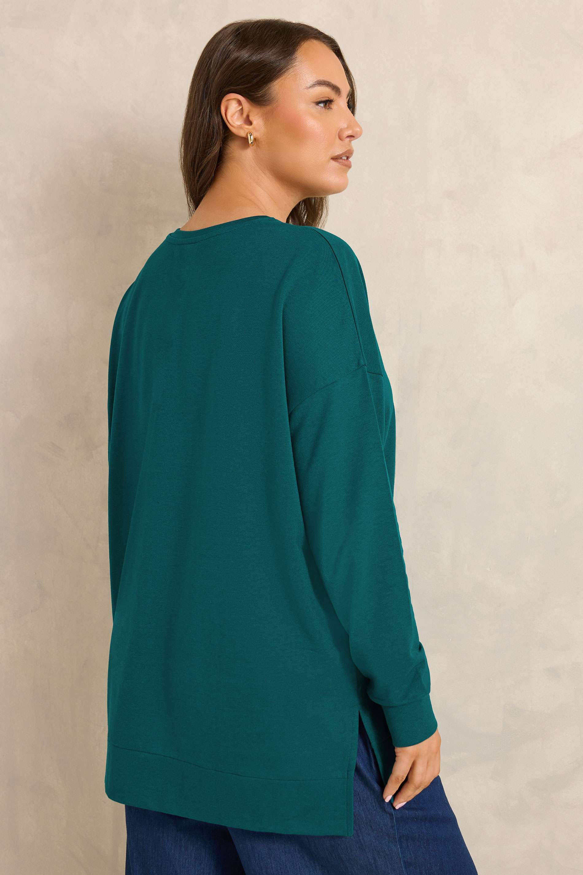 EVANS Plus Size Teal Green Luxe Sweatshirt | Evans 2