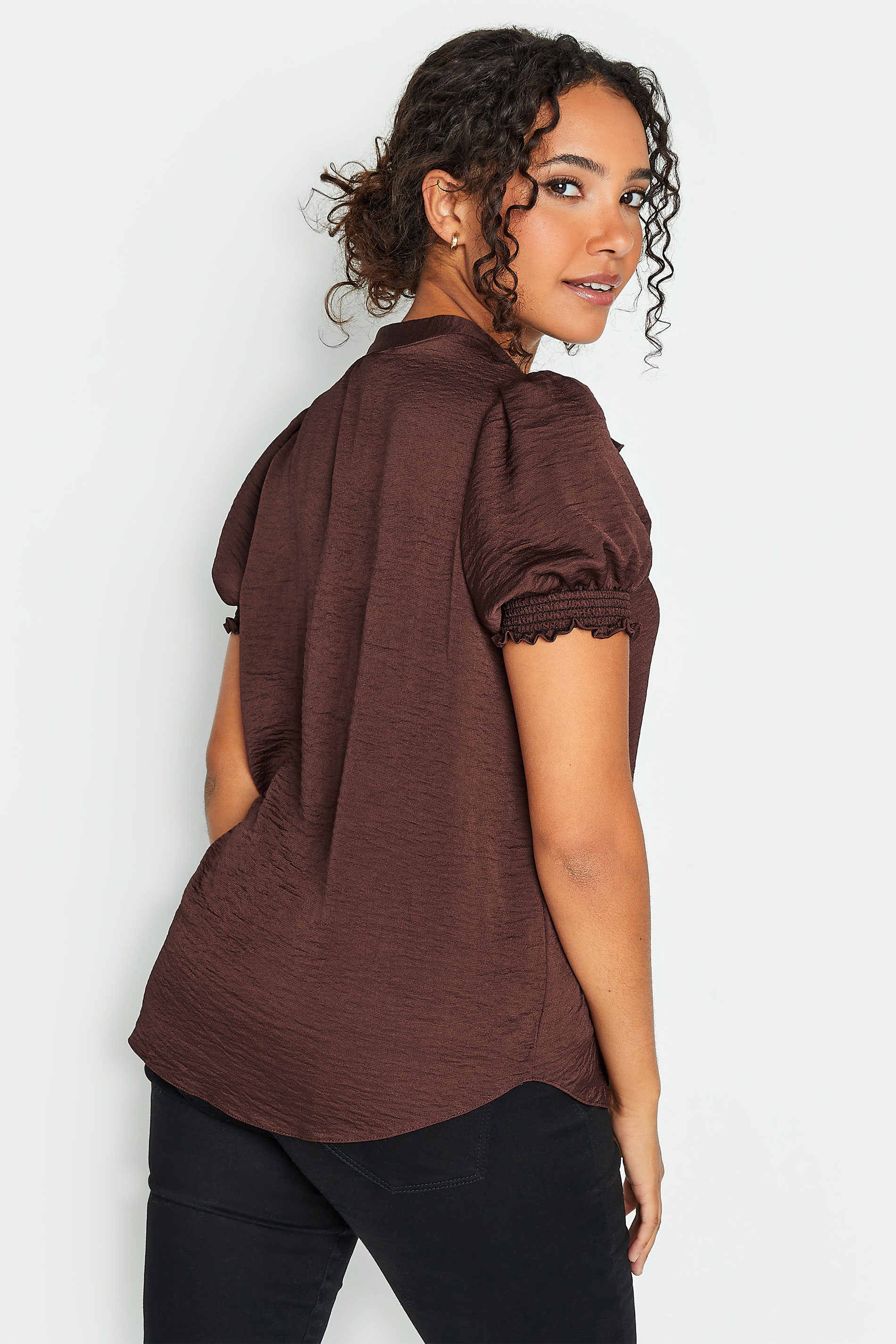 M&Co Brown Frill Satin Blouse | M&Co 3