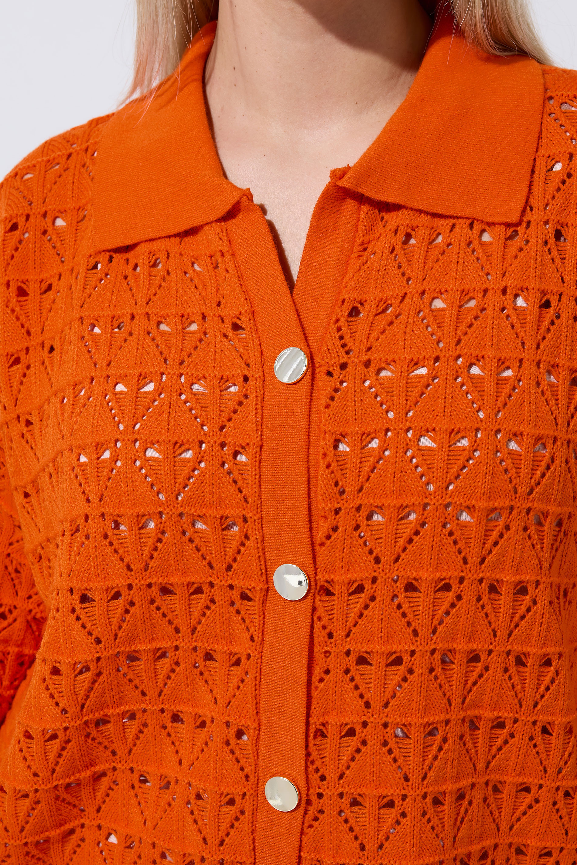 LIMITED COLLECTION Plus Size Orange Crochet Shirt | Yours Clothing 4