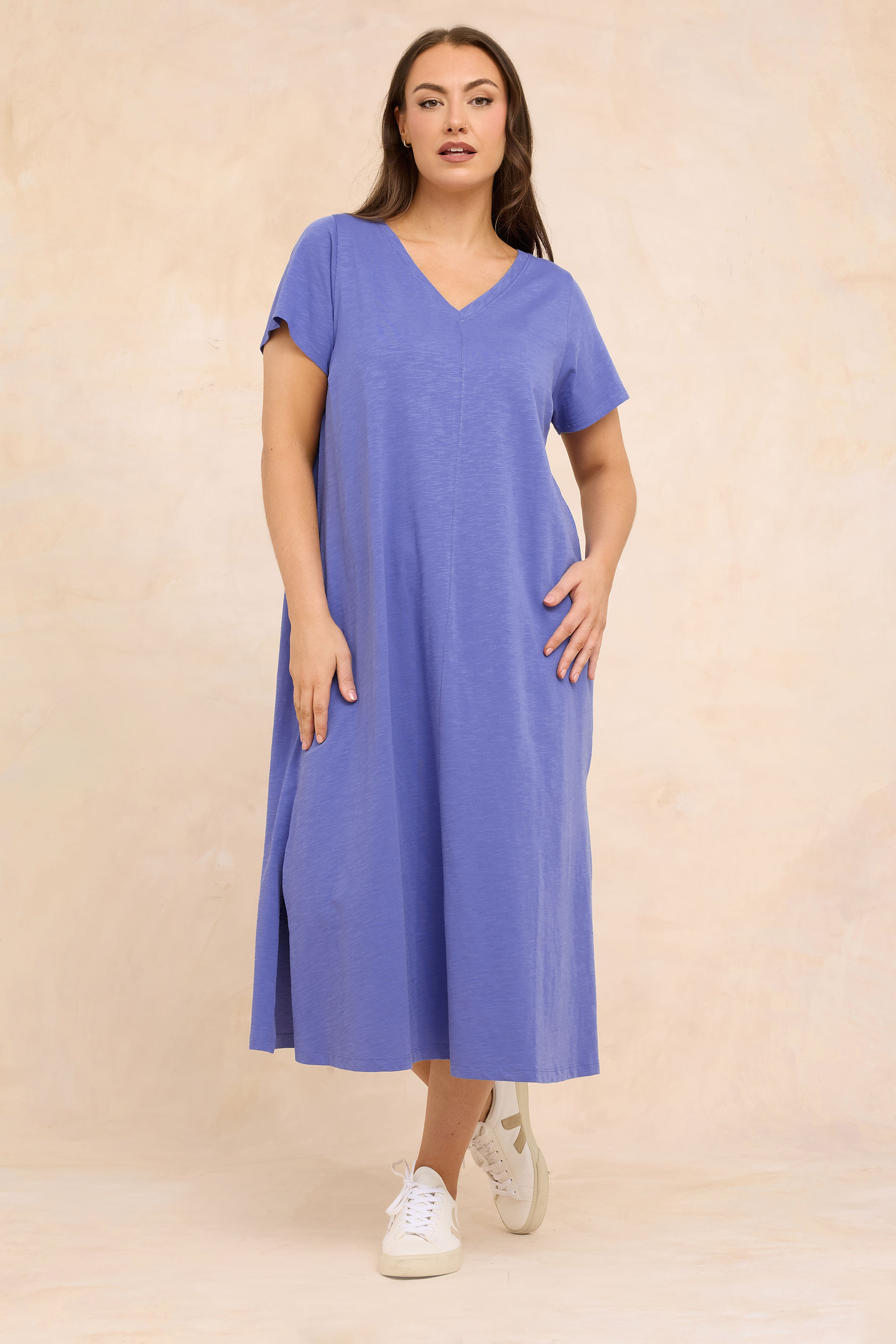 EVANS Plus Size Bright Blue Premium Cotton Dress | Evans 2