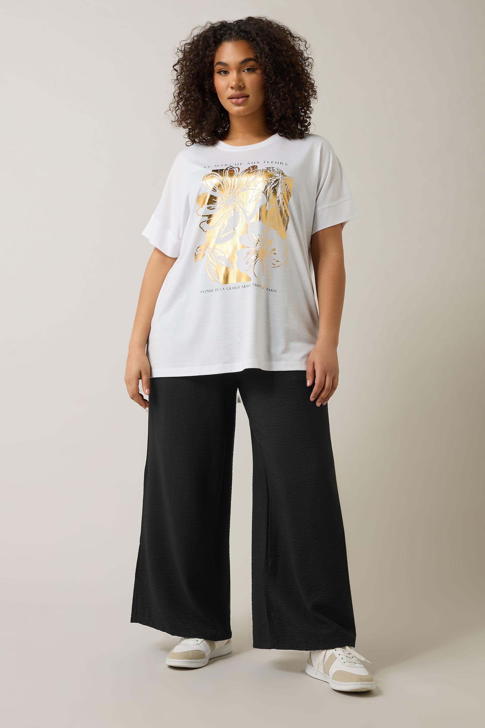EVANS Plus Size Black Elasticated Waist Wide Leg Trousers | Evans 1