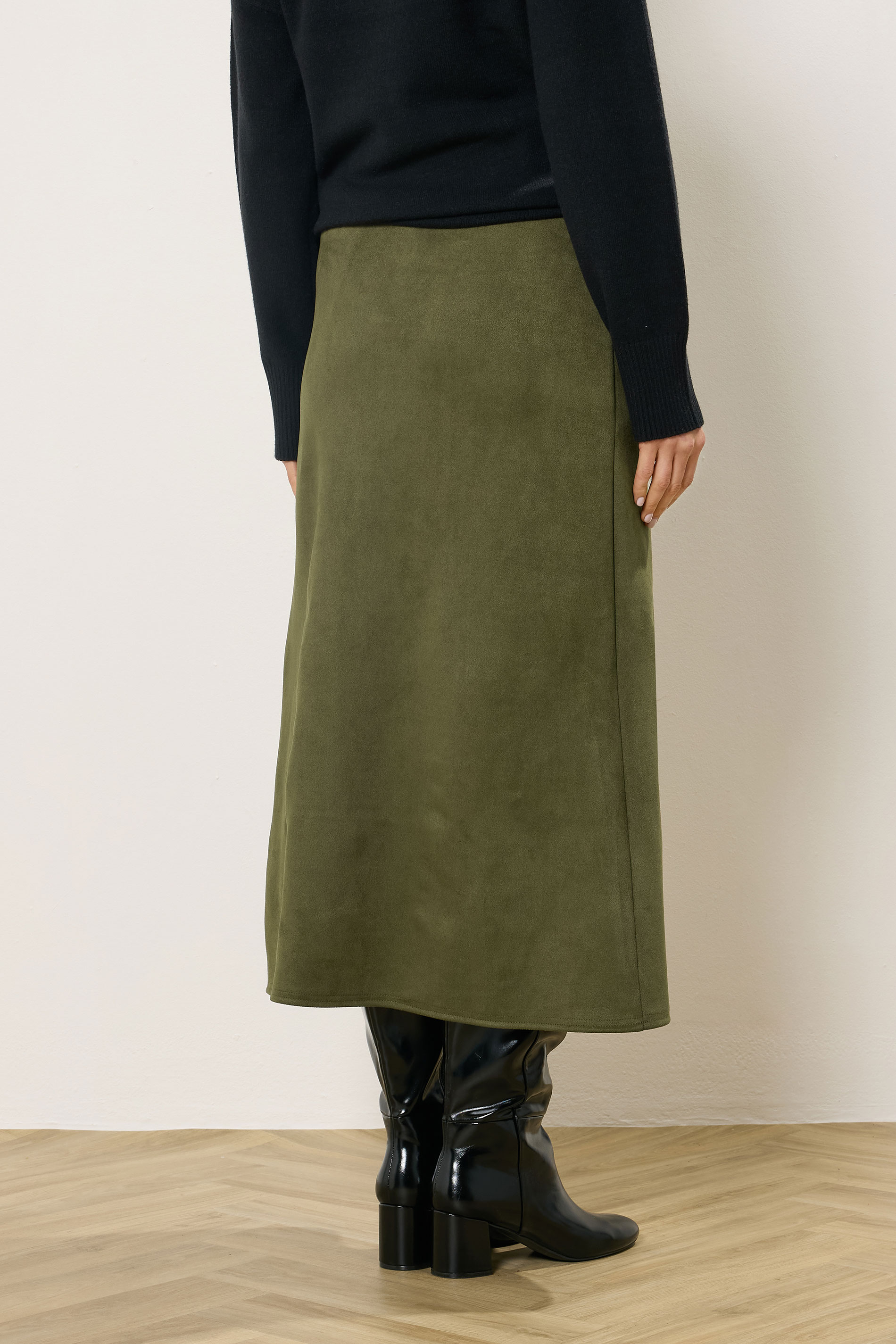 LTS Tall Women's Khaki Green Faux Suede Midi Skirt | Long Tall Sally 2