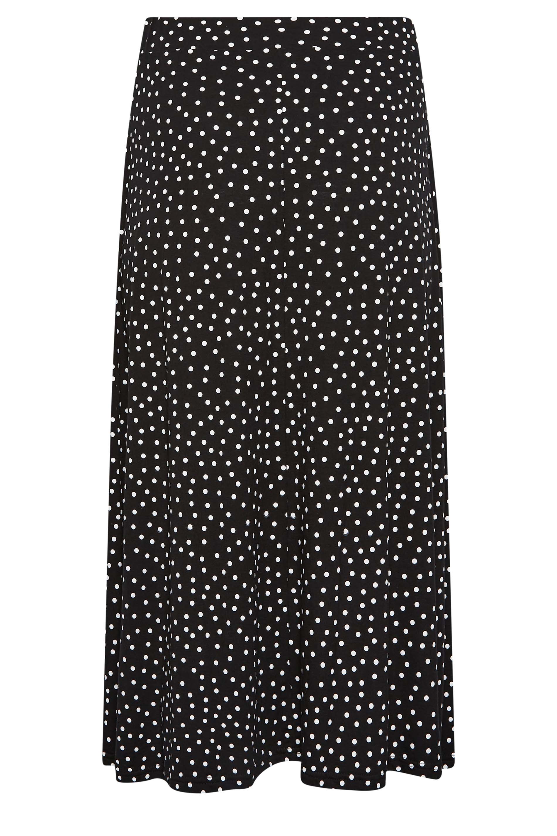 M&Co Black Polka Dot Print Jersey Midi Skirt | M&Co