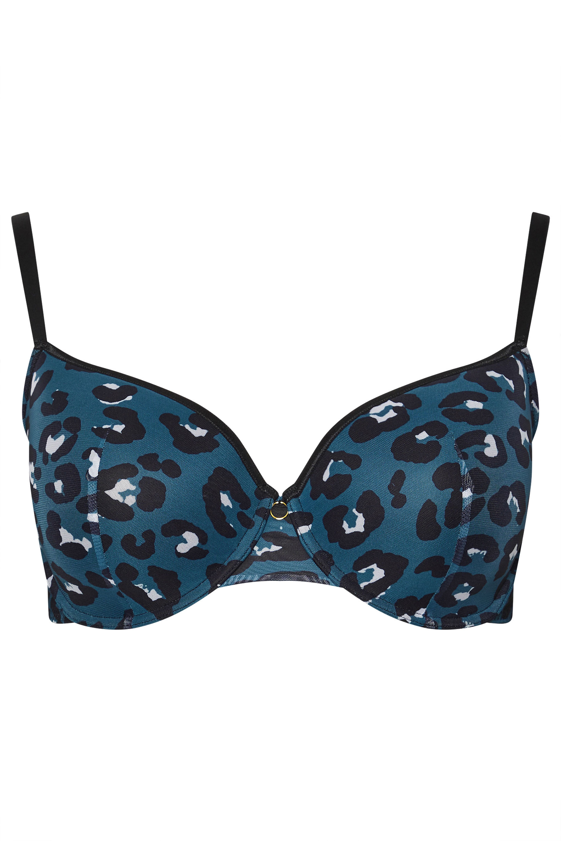 YOURS Plus Size Teal Blue Animal Print Mesh T-Shirt Bra | Yours Clothing 2