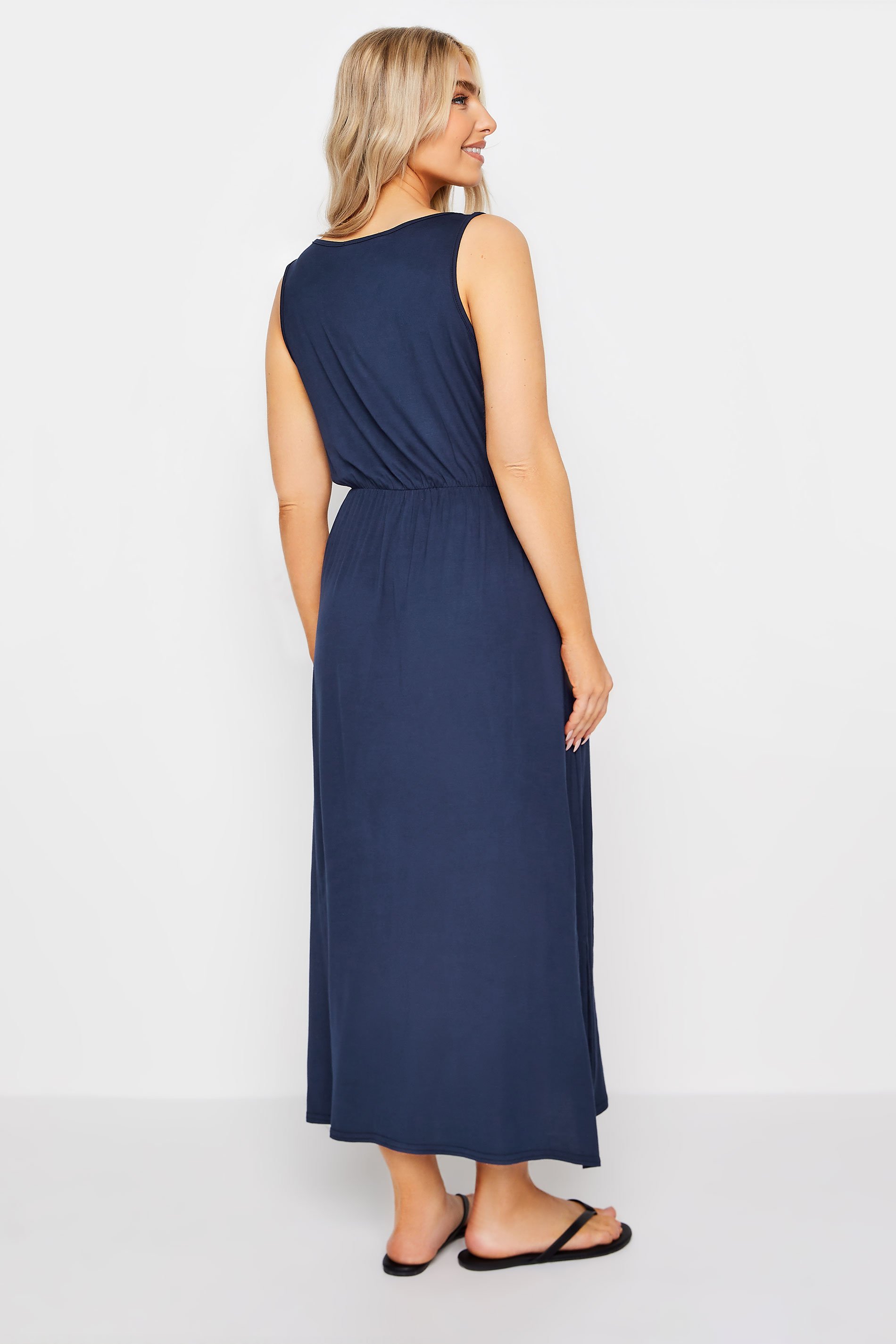 M&Co Navy Blue Scoop Neck Jersey Maxi Dress | M&Co 3