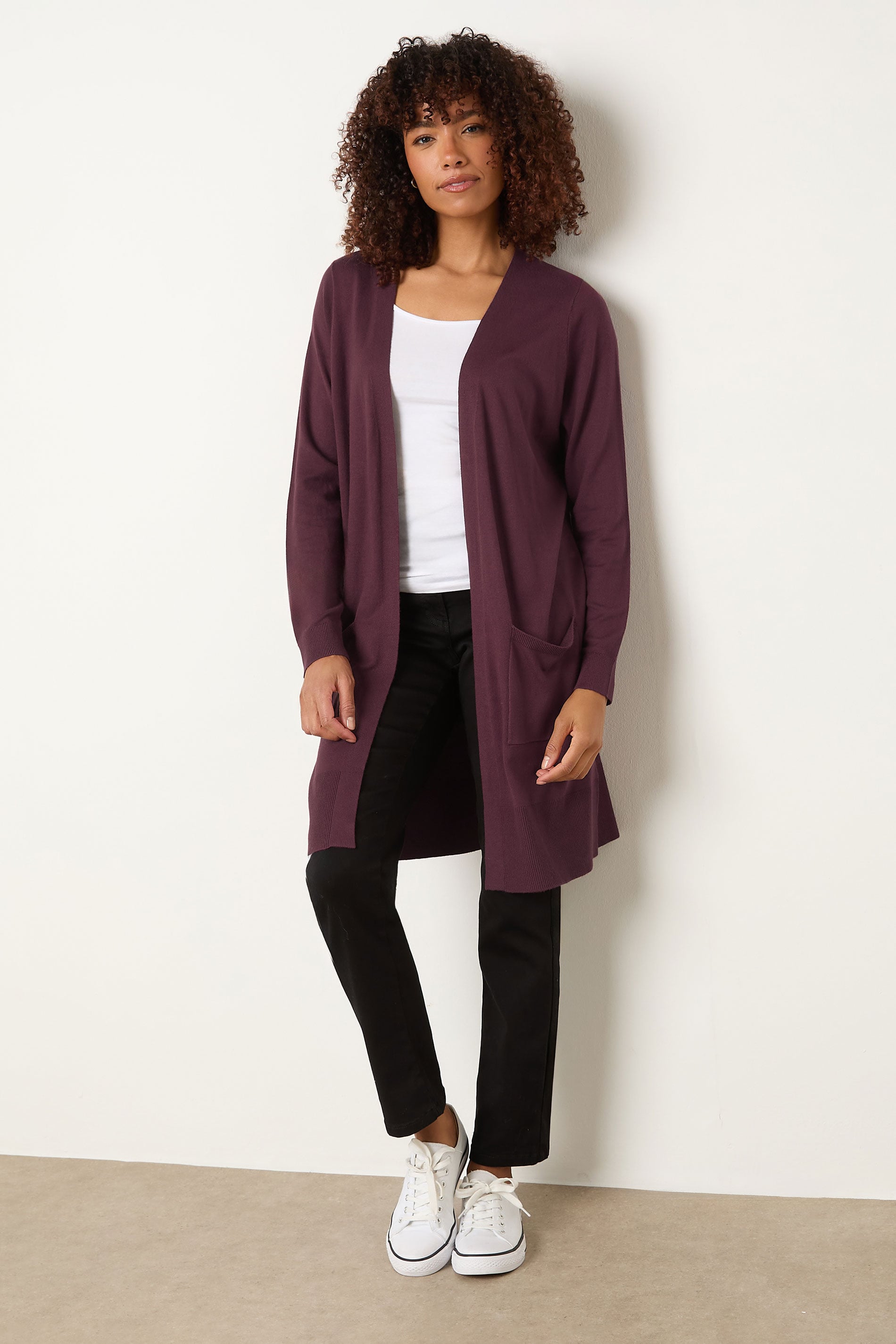 M&Co Berry Purple Longline Cardigan | M&Co 1