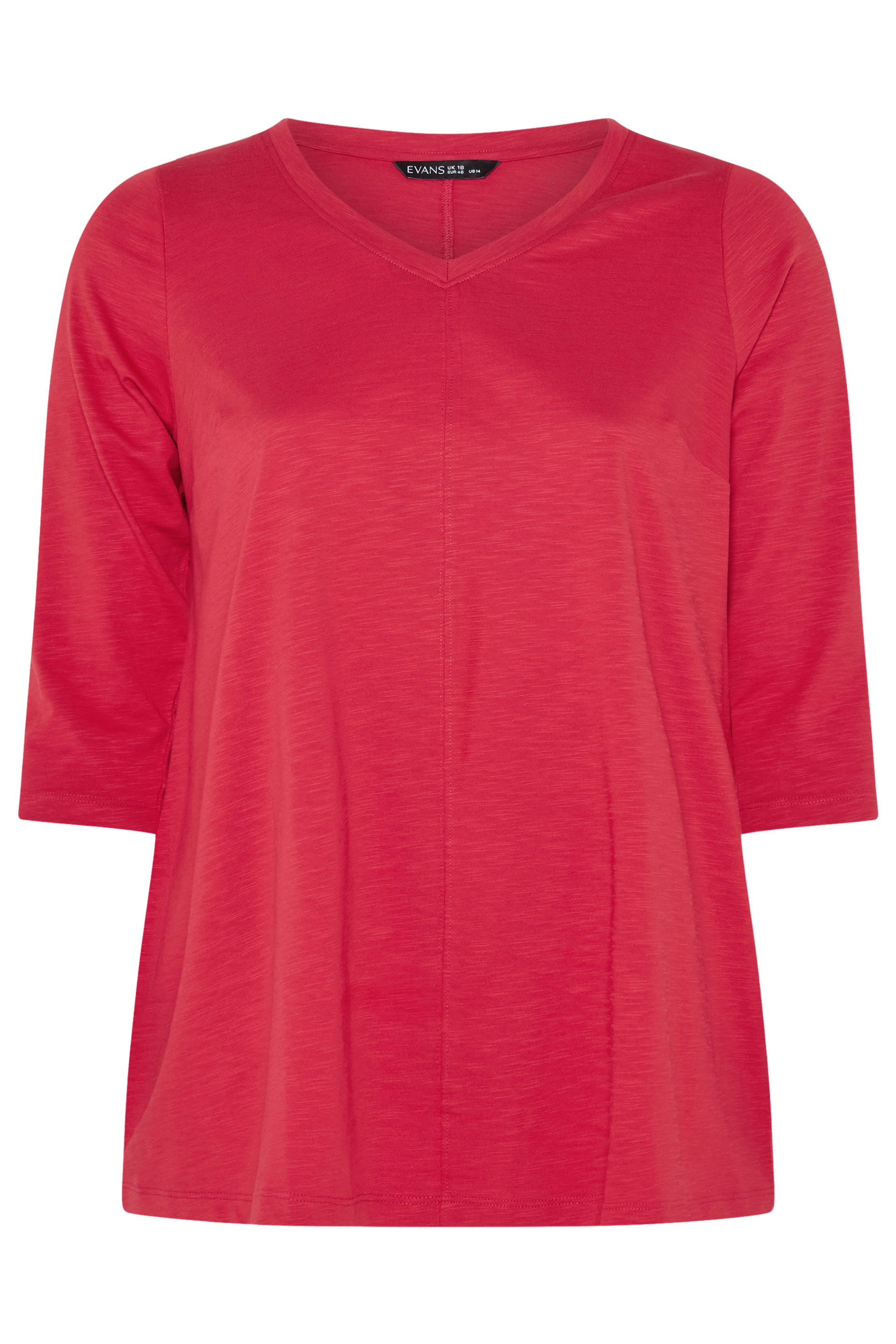 EVANS Plus Size Red V-Neck Cotton Top | Evans 5
