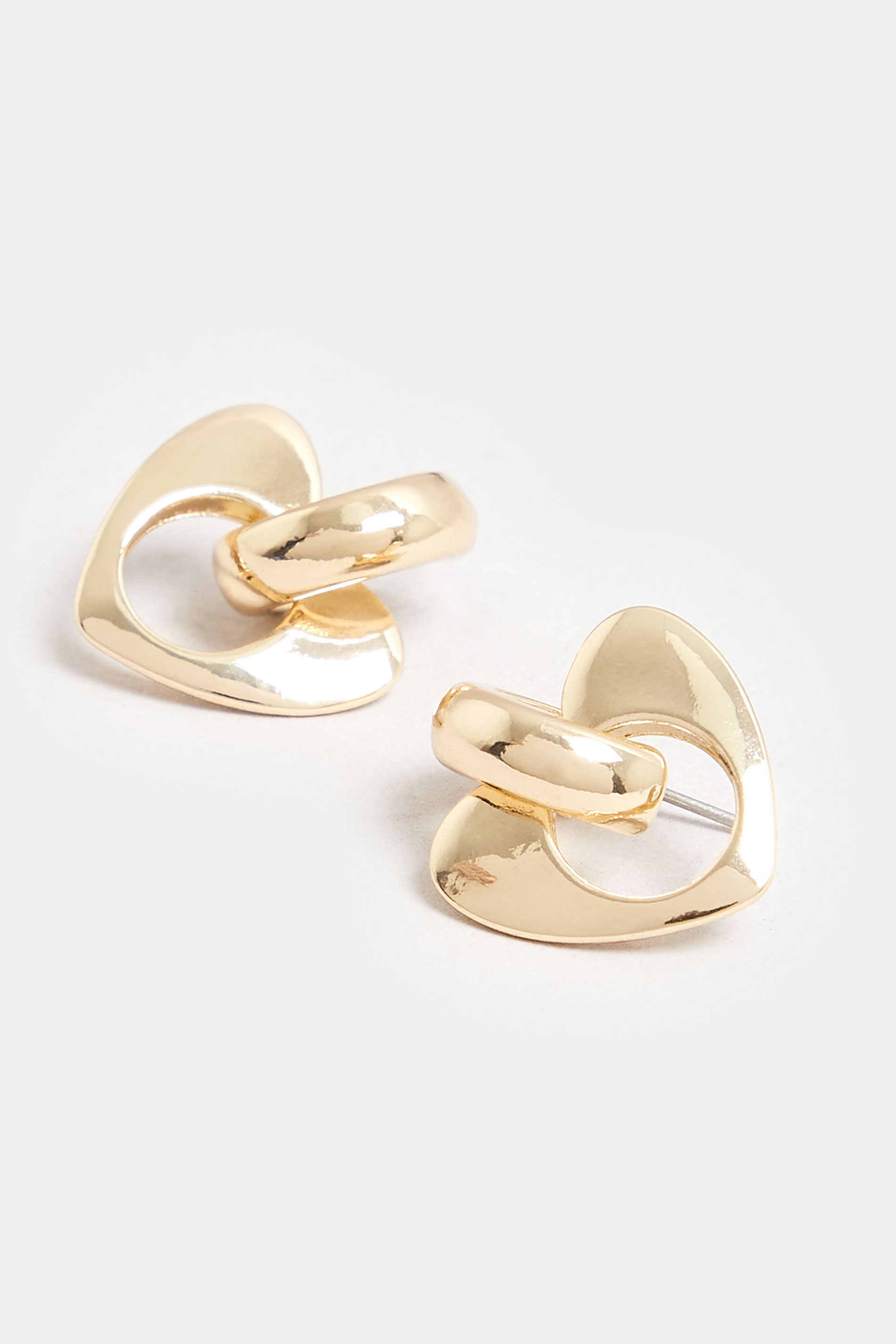 Gold Tone Heart Drop Earrings | Yours Clothing 2