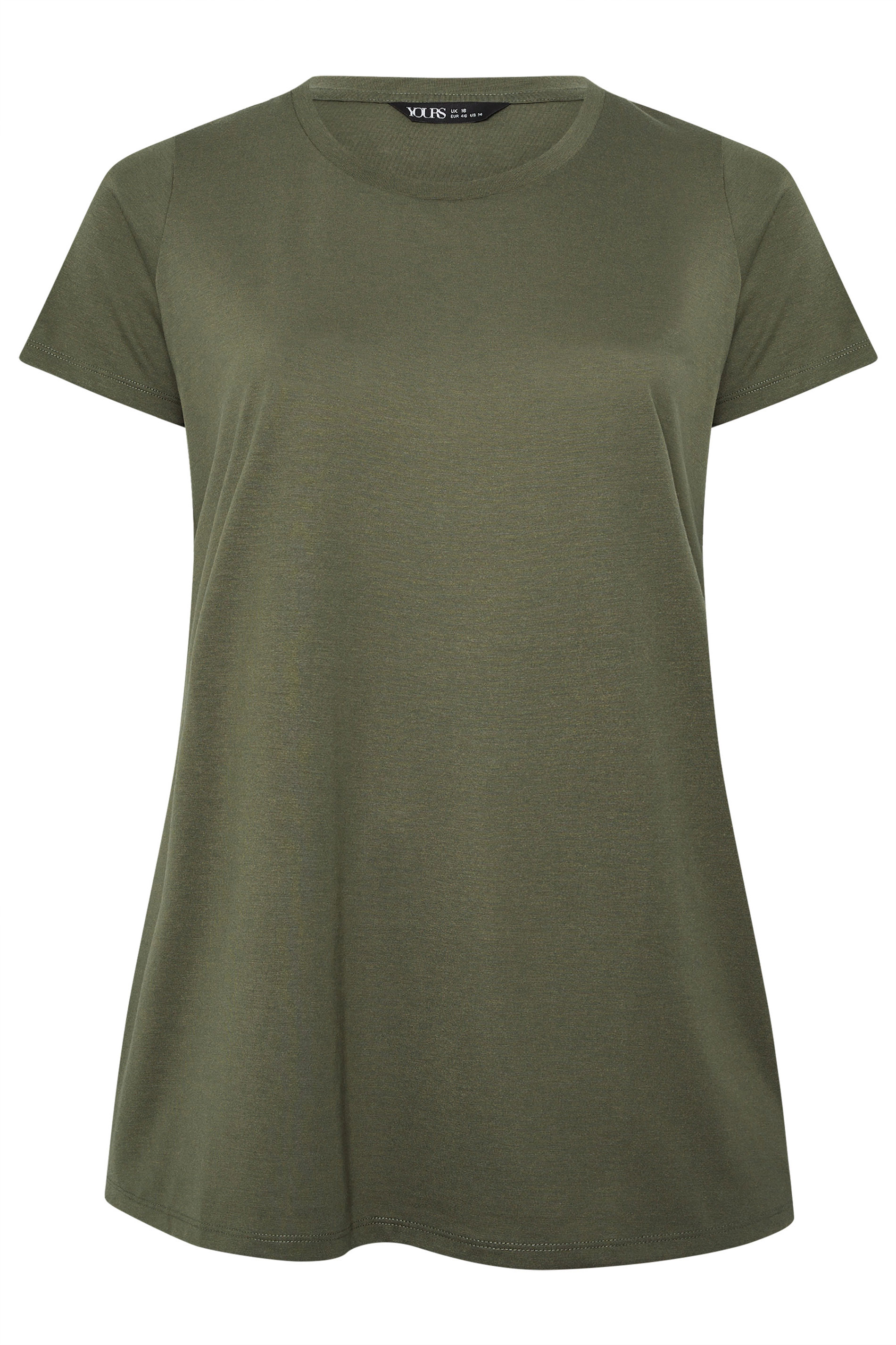 YOURS Plus Size Khaki Green Core T-Shirt | Yours Clothing 5