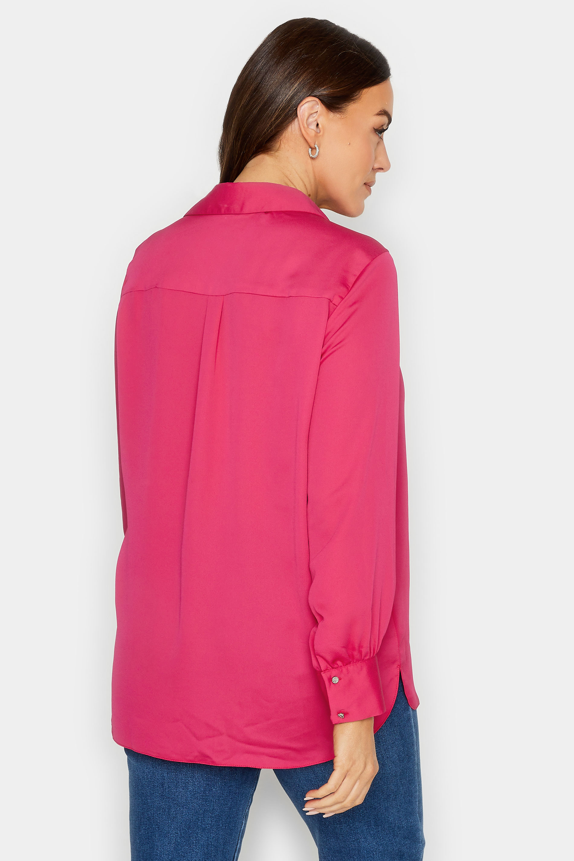 M&Co Hot Pink V-Neck Collared Blouse | M&Co 3