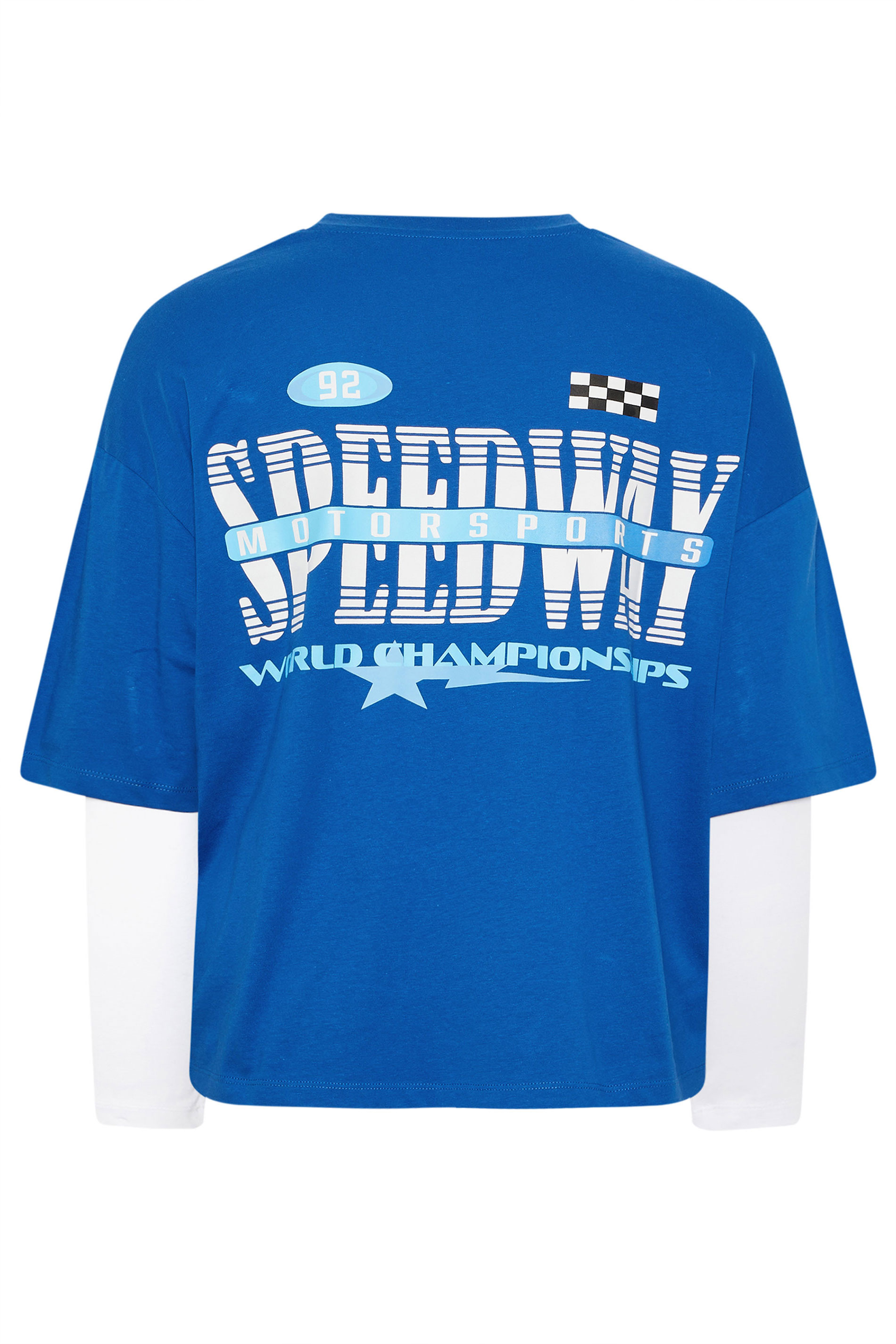 LIMITED COLLECTION Plus Size Blue 'Speedway' Graphic Motorsport 2-In-1 T-Shirt | Yours Clothing 7