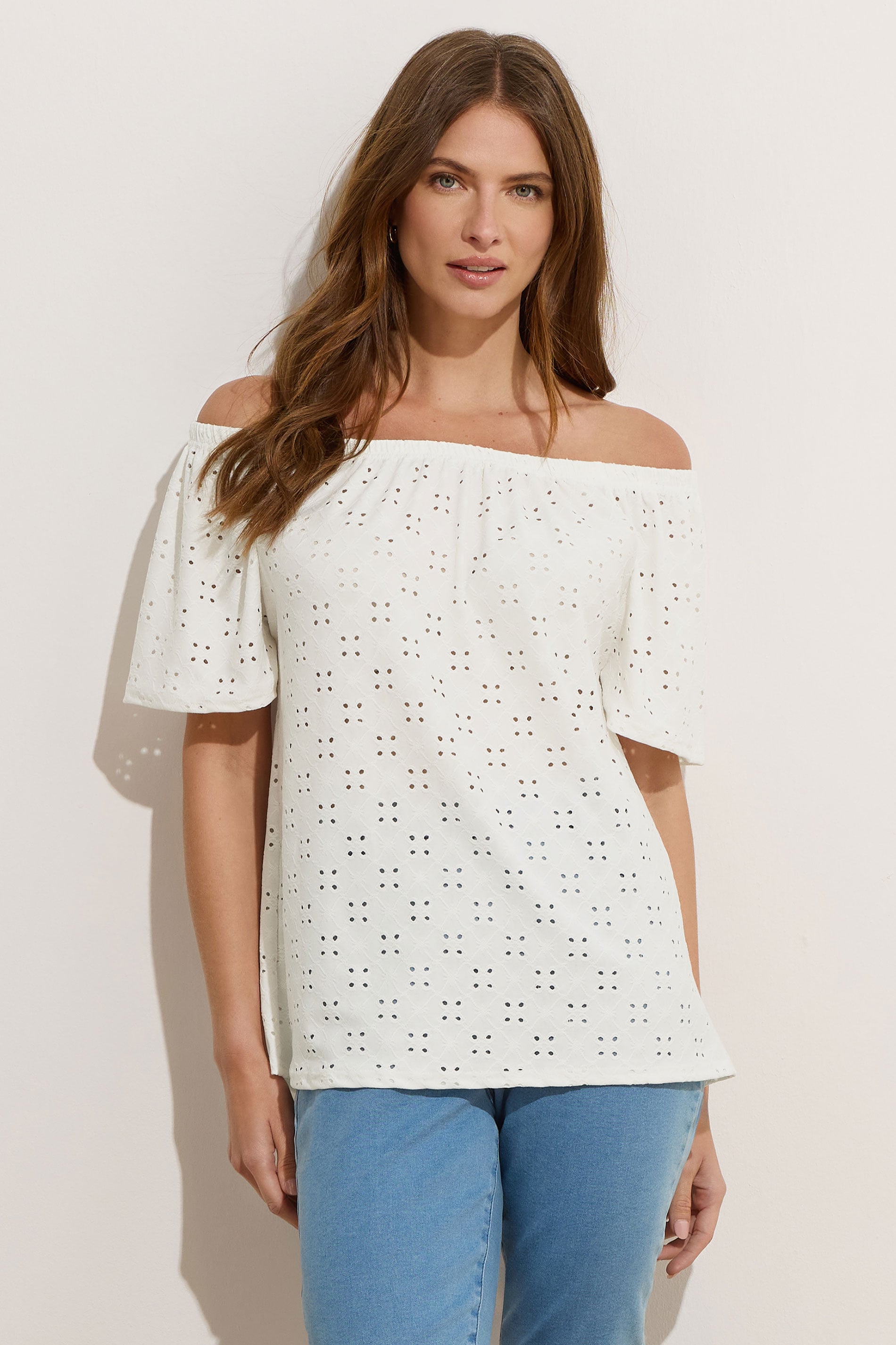 M&Co White Broderie Bardot Top | M&Co 1