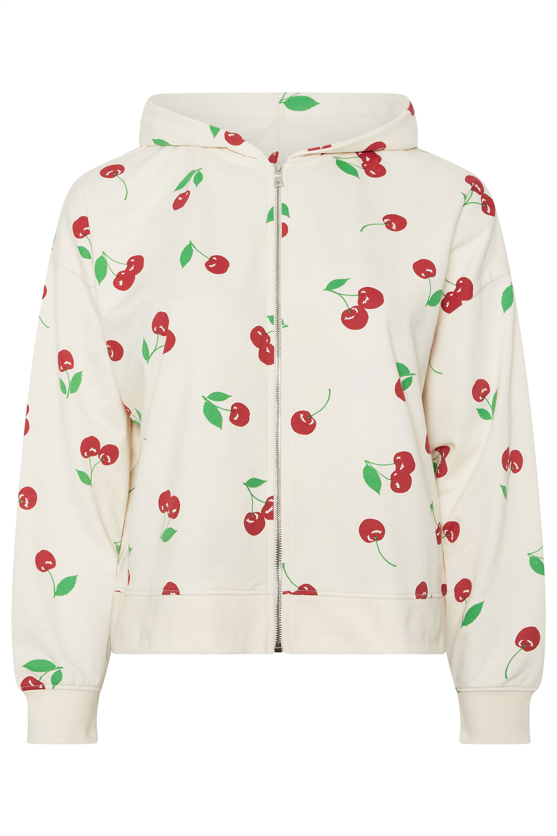 LIMITED COLLECTION Plus Size Cream Cherry Zip Through Hoodie | Yours Clothing 5