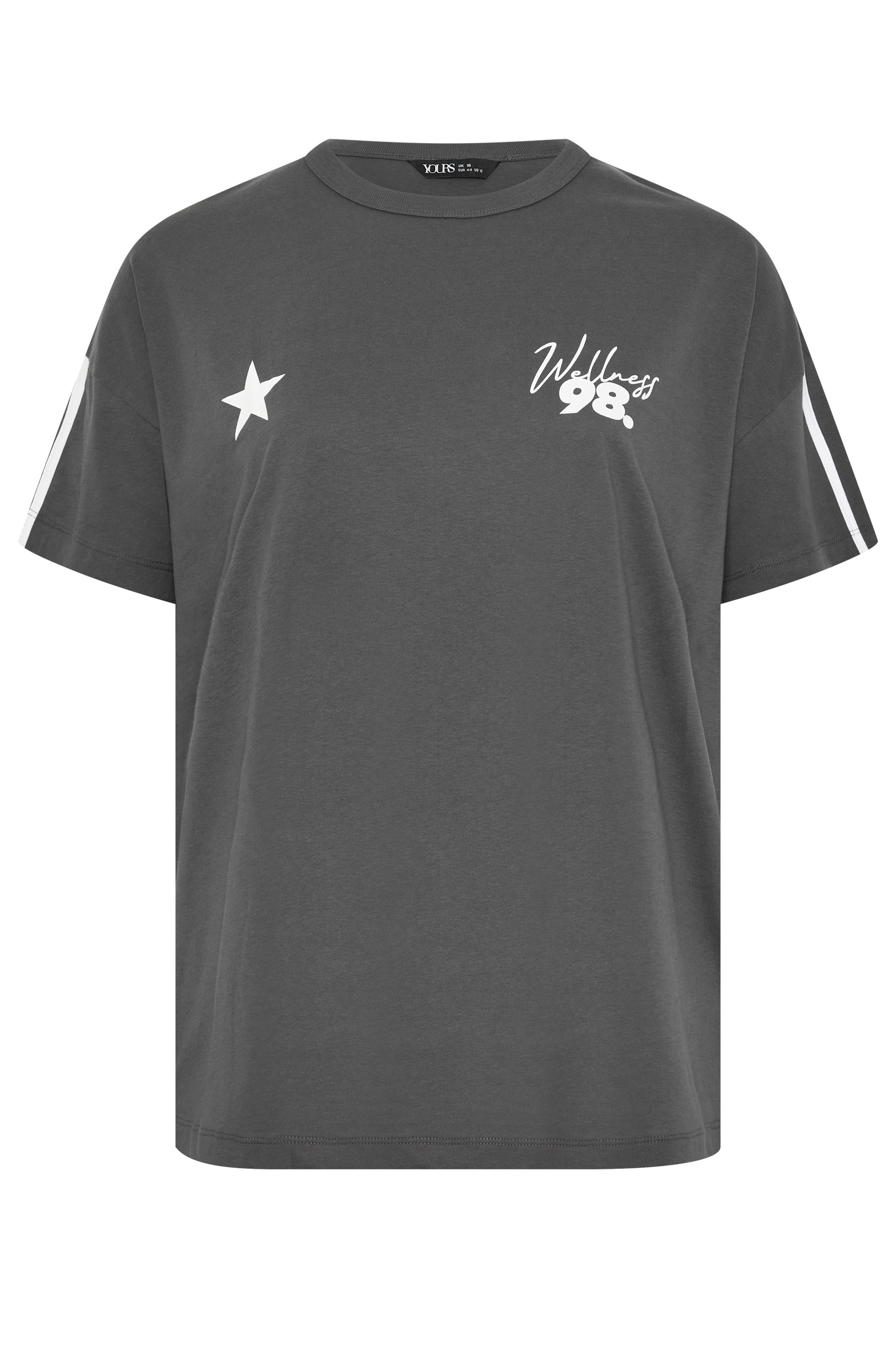 YOURS ACTIVE Plus Size Charcoal Grey 'Wellness Studio' T-Shirt | Yours Clothing 7