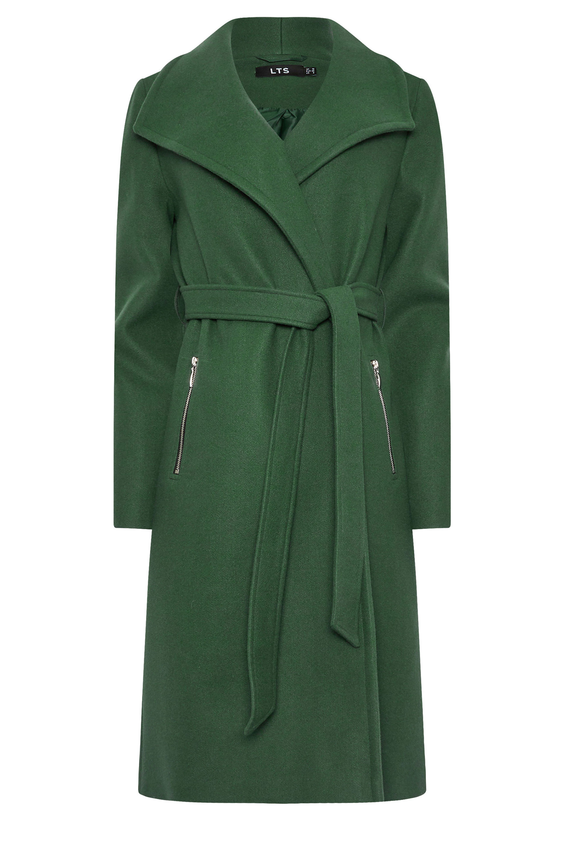 LTS Tall Dark Green Belted Wrap Formal Coat | Long Tall Sally 6