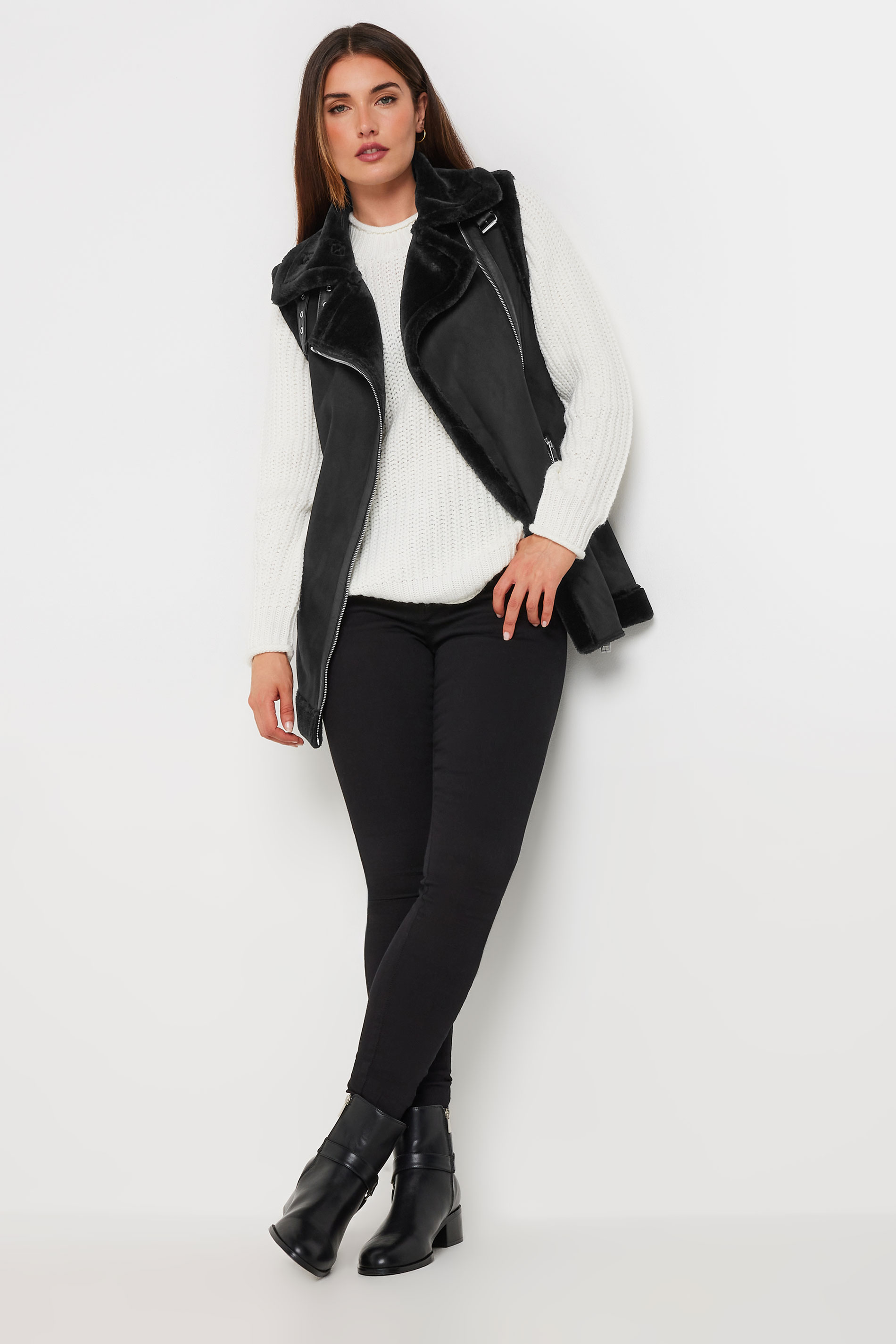 LTS Tall Women's Black Aviator Gilet Jacket | Long Tall Sally 2