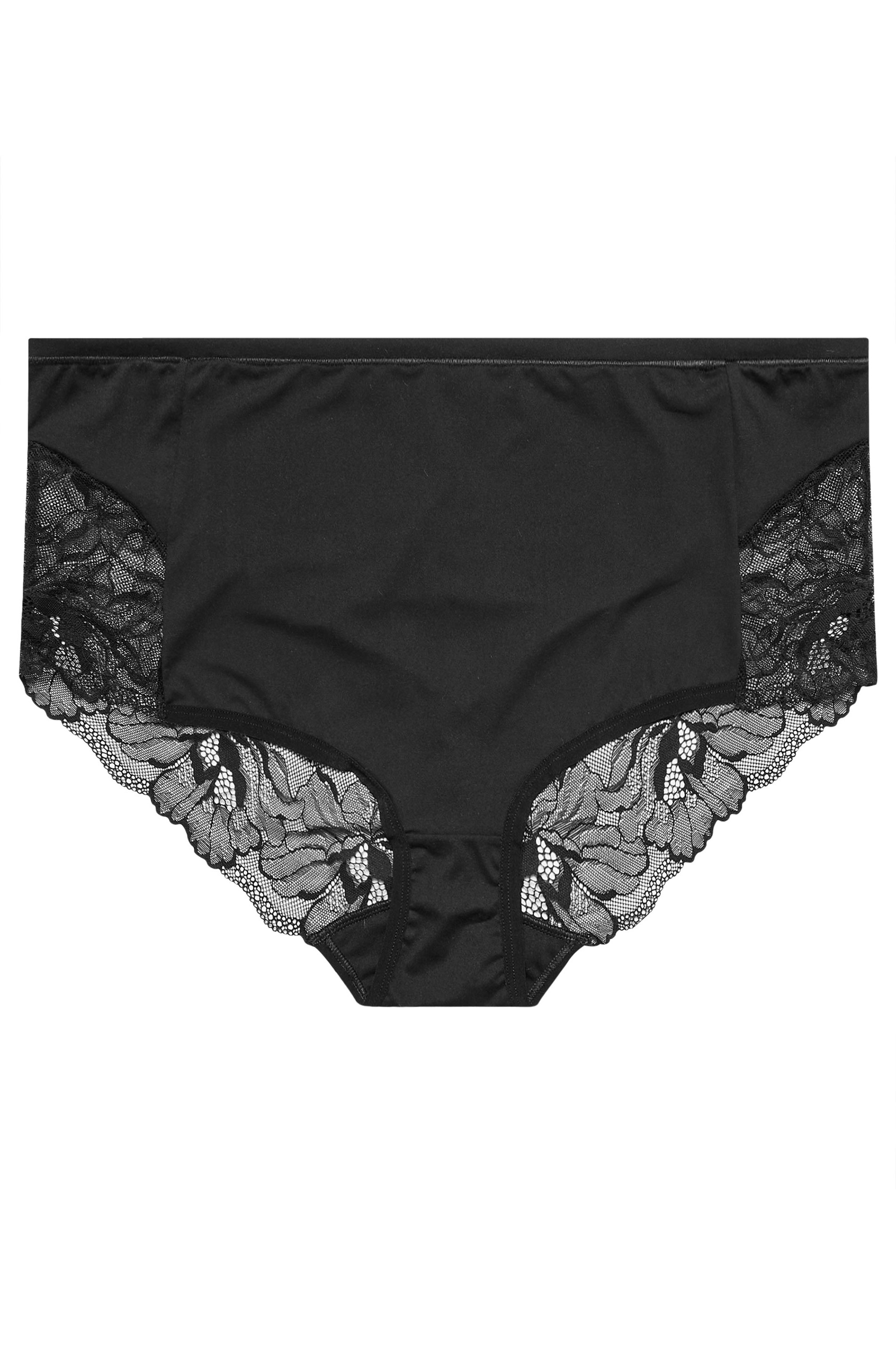YOURS Plus Size Black Microfibre Lace Shorts | Yours Clothing 5