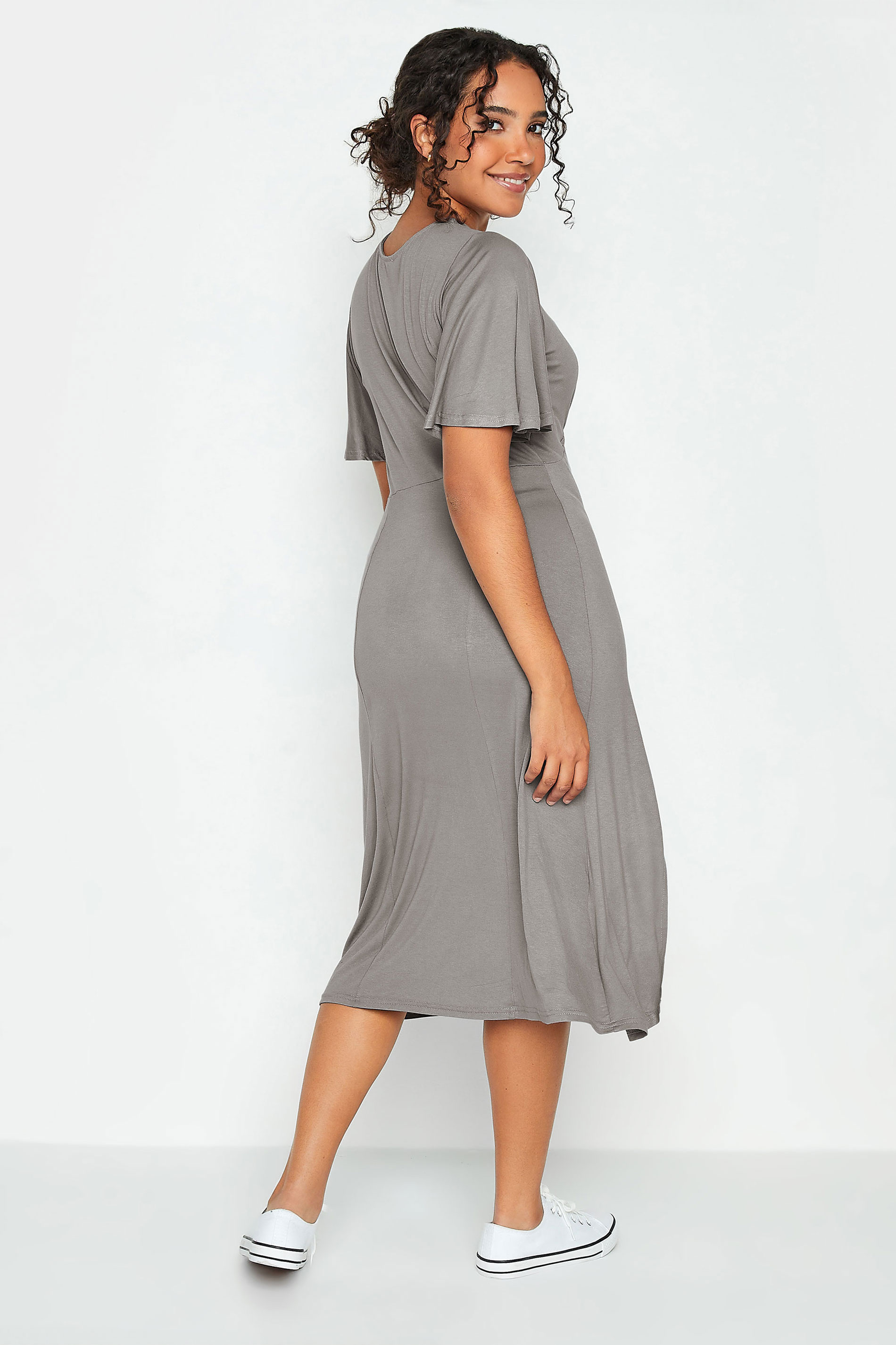 M&Co Grey Angel Sleeve Split Hem Midi Dress | M&Co