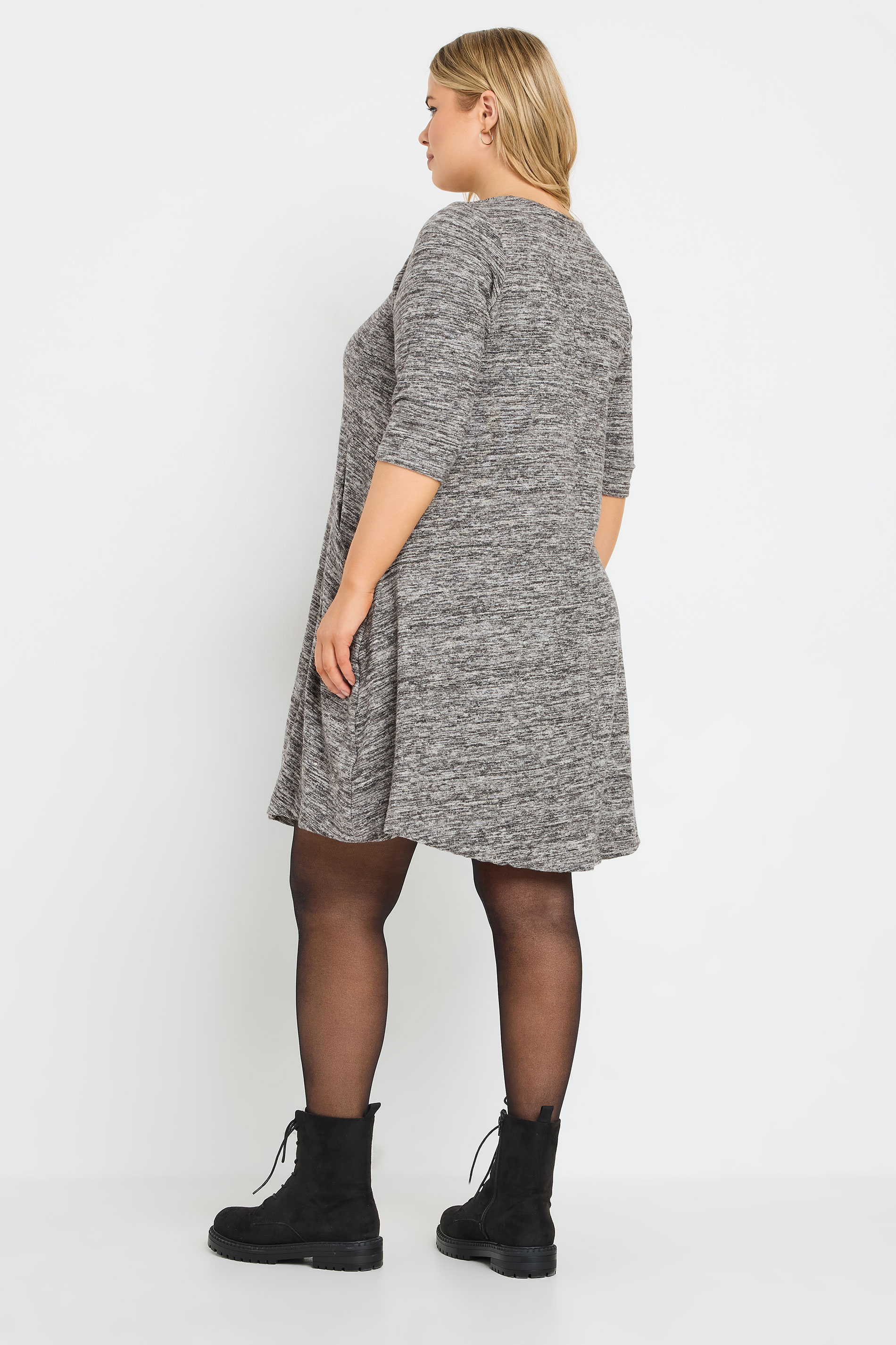 YOURS Curve Grey Soft Touch Pocket Dress | Yours Clothing 2