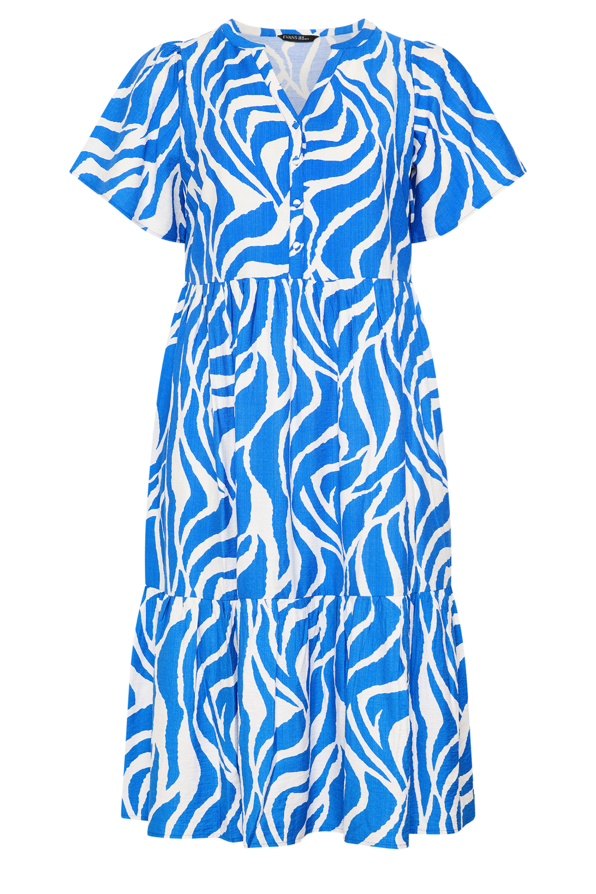 EVANS Plus Size Blue Abstract Print Dress | Evans 5