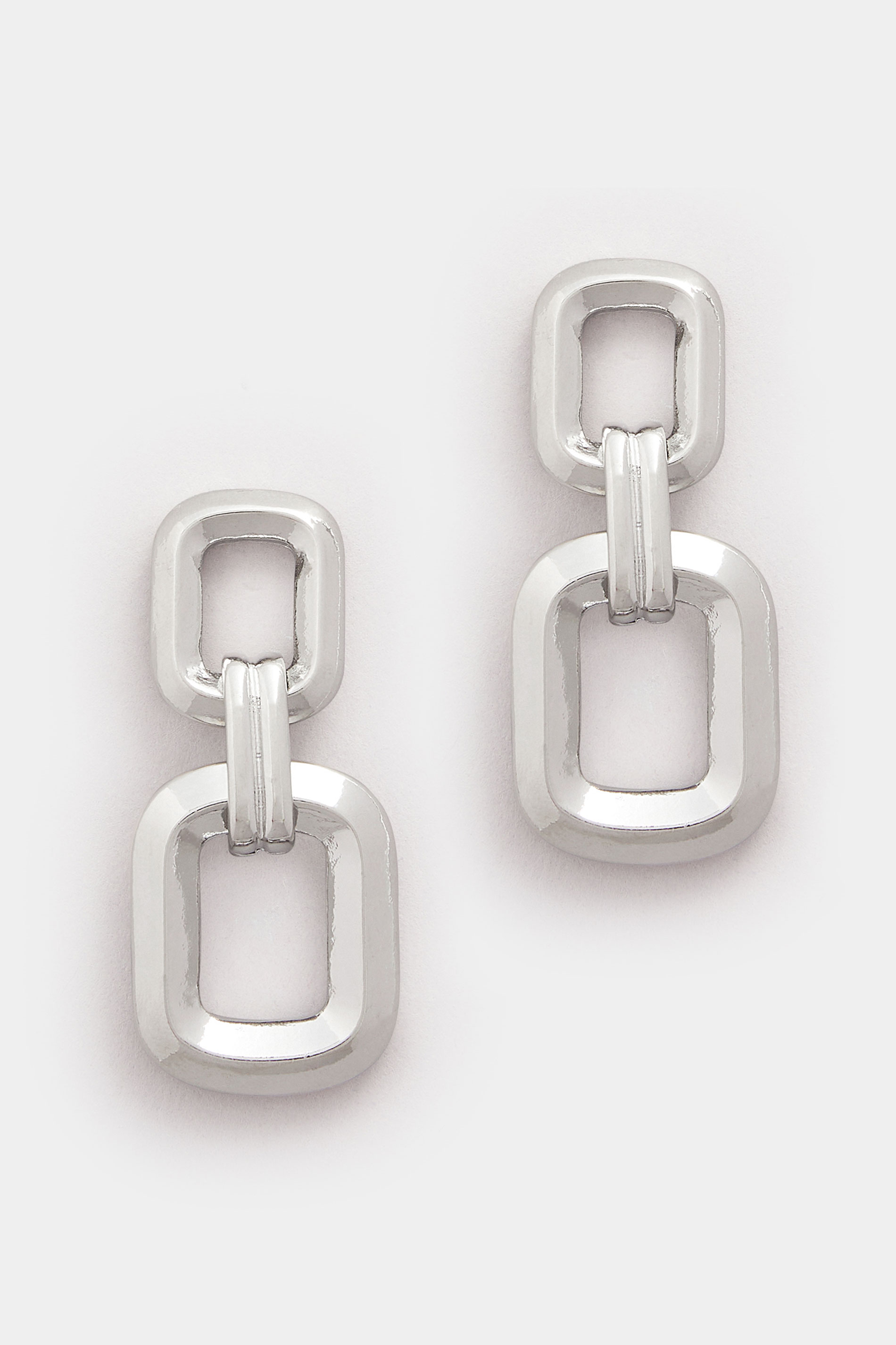 Silver Tone Double Chain Earrings | Yours Clothing 3