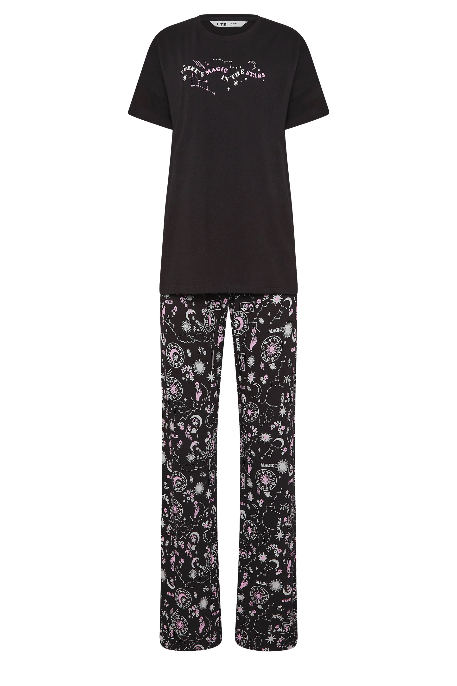 LTS Tall Women's Black Celestial Print Cotton Pyjama Set | Long Tall Sally 5