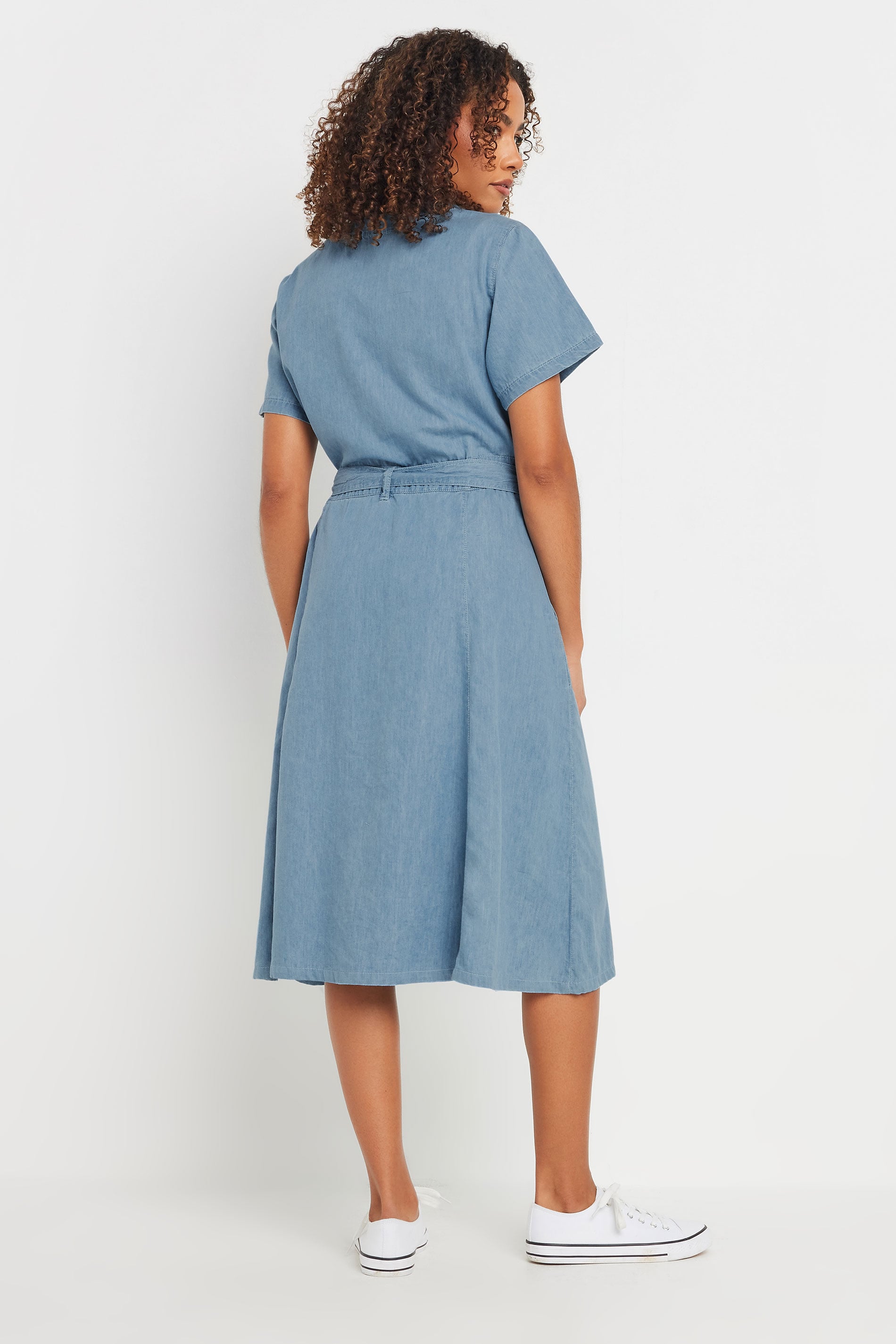 M&Co Blue Denim Tie Waist Shirt Dress | M&Co 4