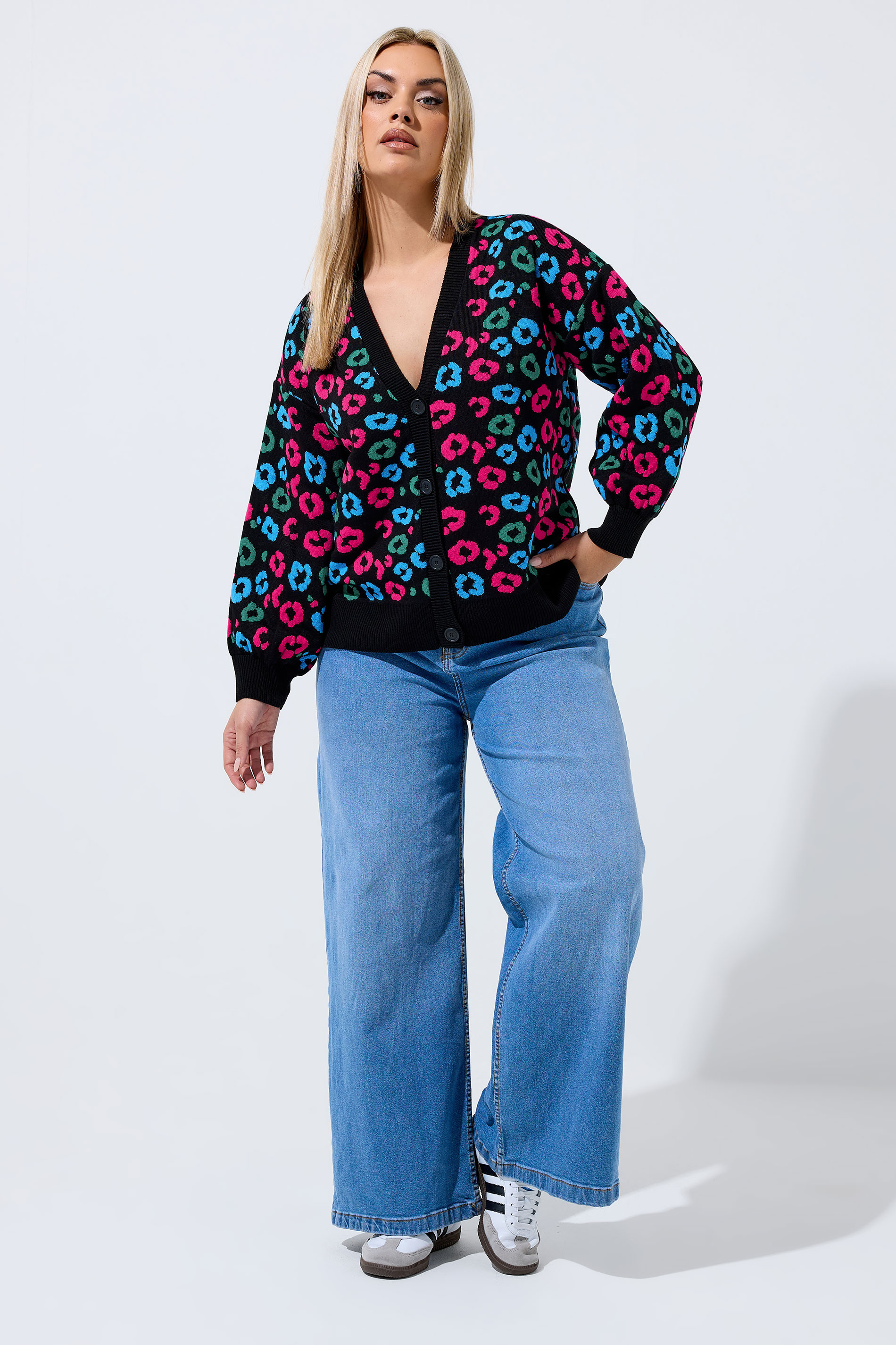 LIMITED COLLECTION Plus Size Black Leopard Print Balloon Sleeve Cardigan | Yours Clothing 1