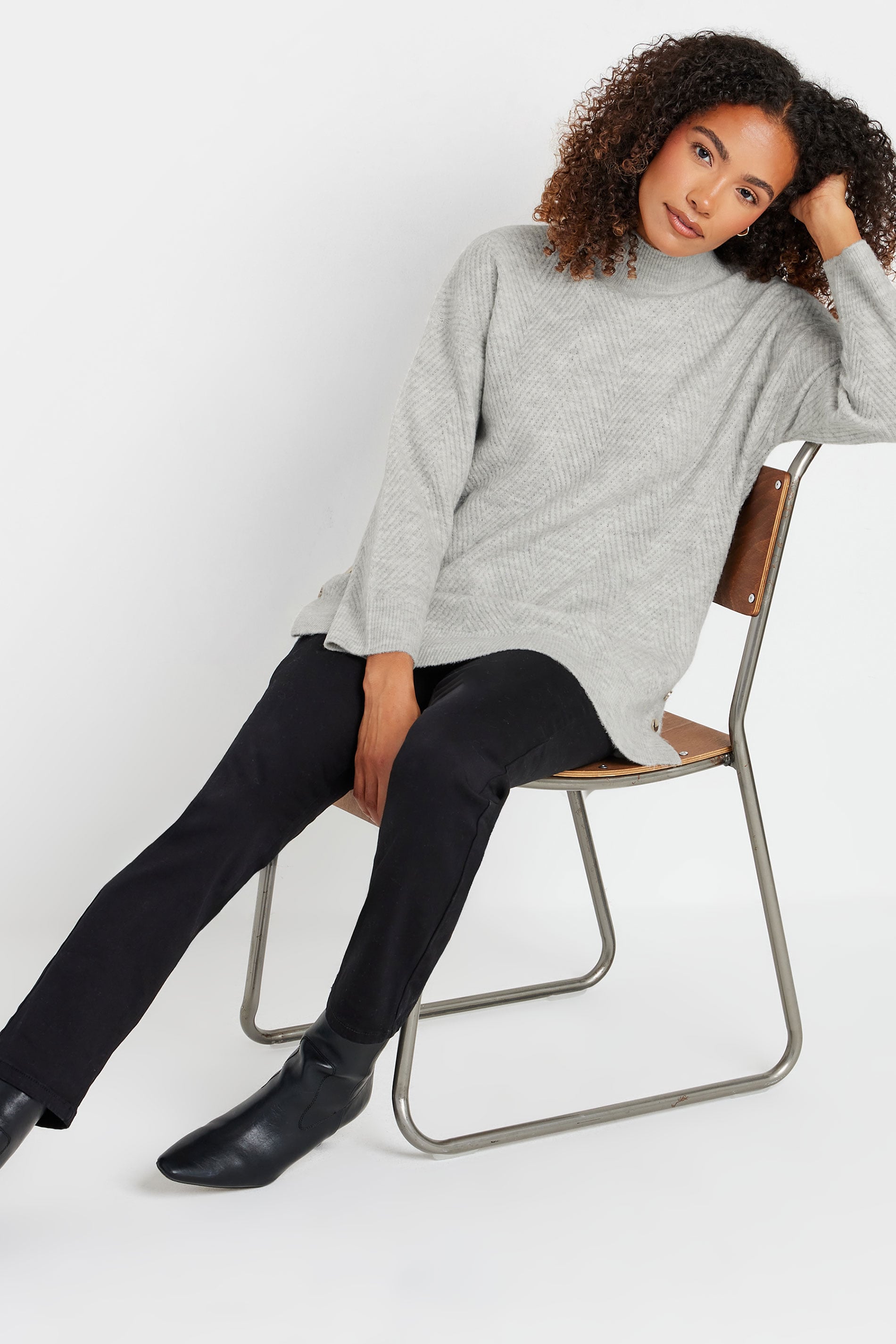 M&Co Premium Grey Funnel Neck Jumper | M&Co 5