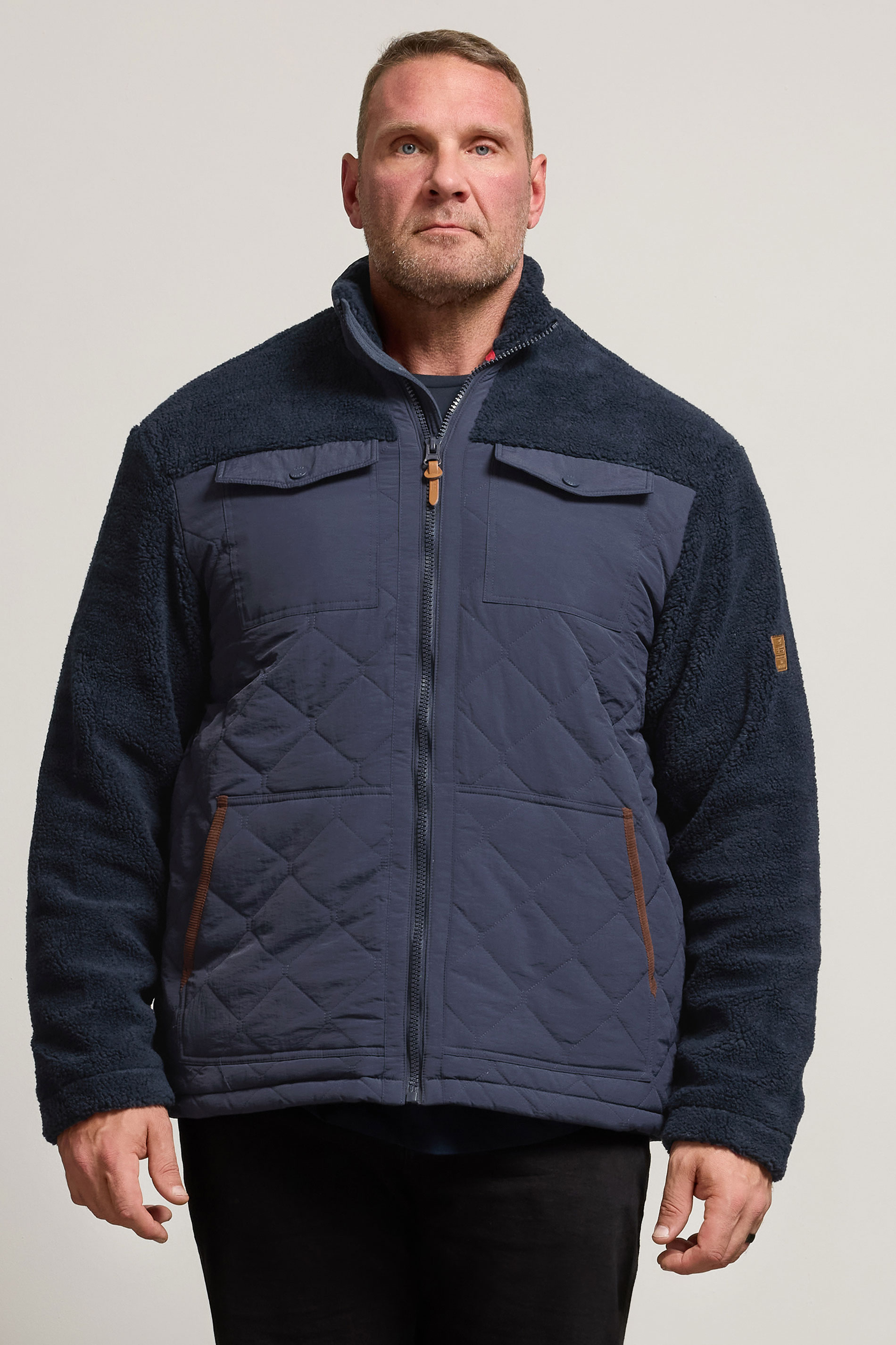 D555 Big & Tall Navy Blue Quilted Sherpa Fleece | BadRhino 3