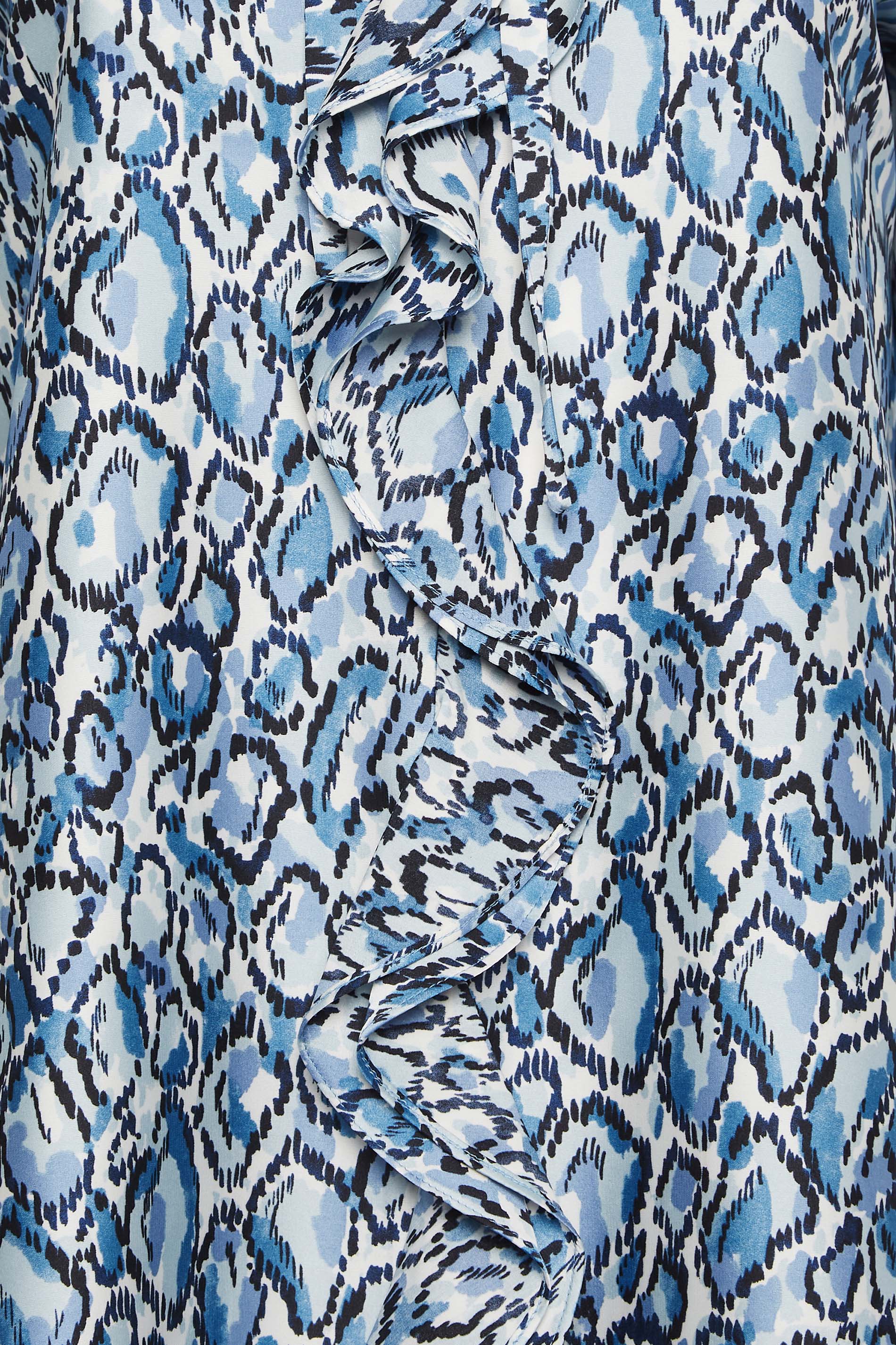 M&Co Blue Snake Print Tie Neck Blouse | M&Co 5