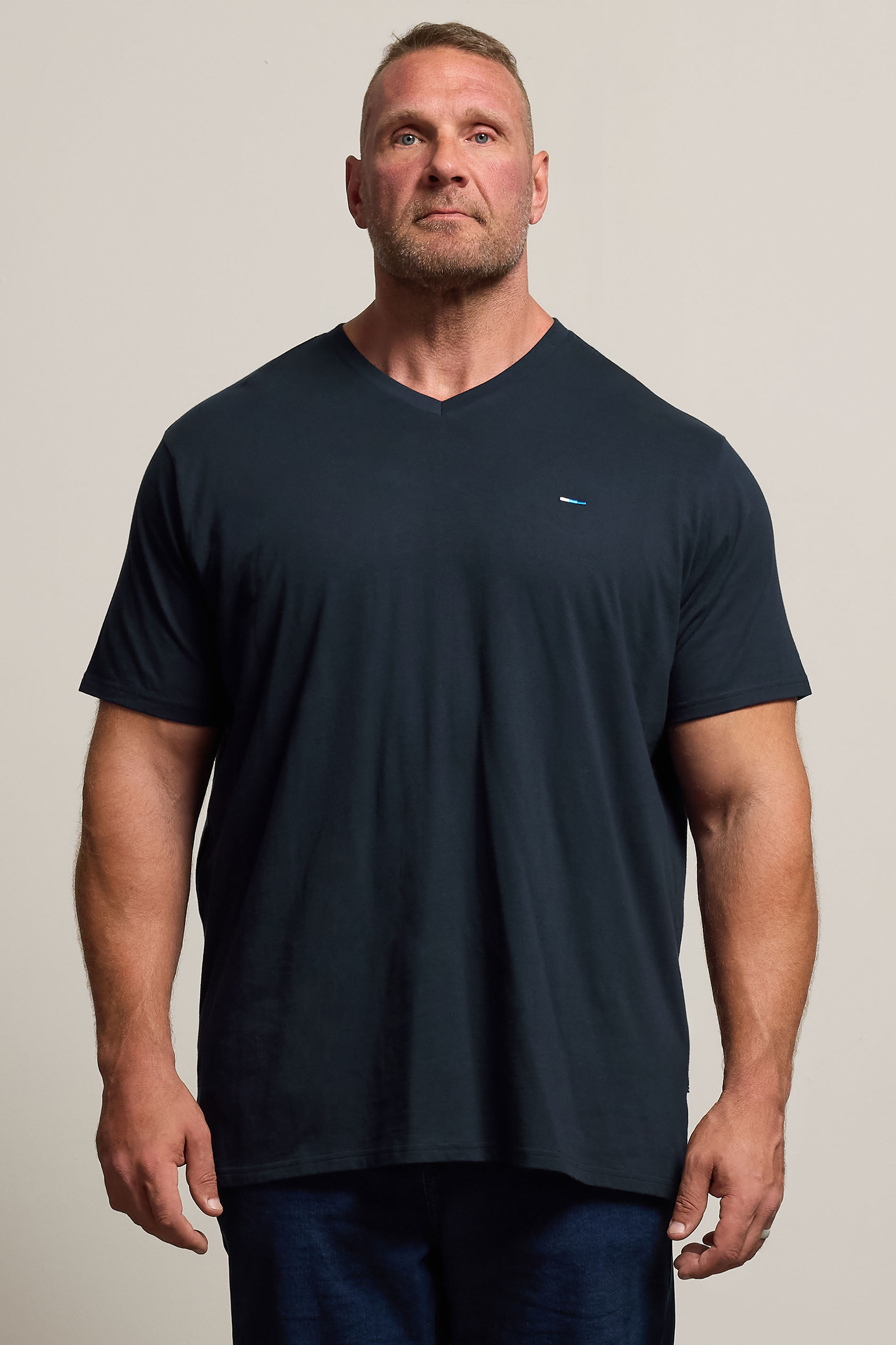 BadRhino Big & Tall Navy Blue V-Neck T-Shirt 3