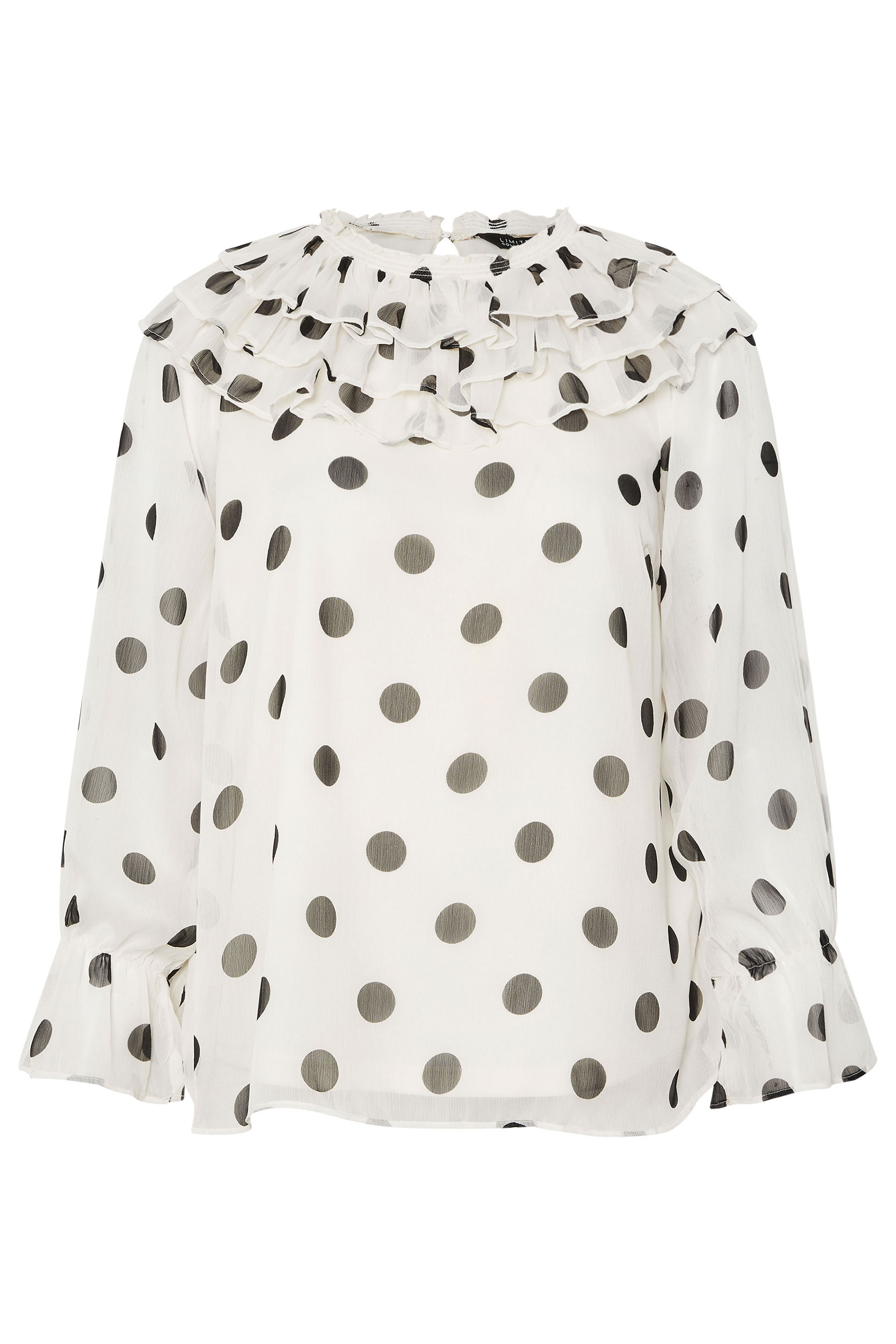 LIMITED COLLECTION Plus Size White Polka Dot Frill Neck Blouse | Yours Clothing 5