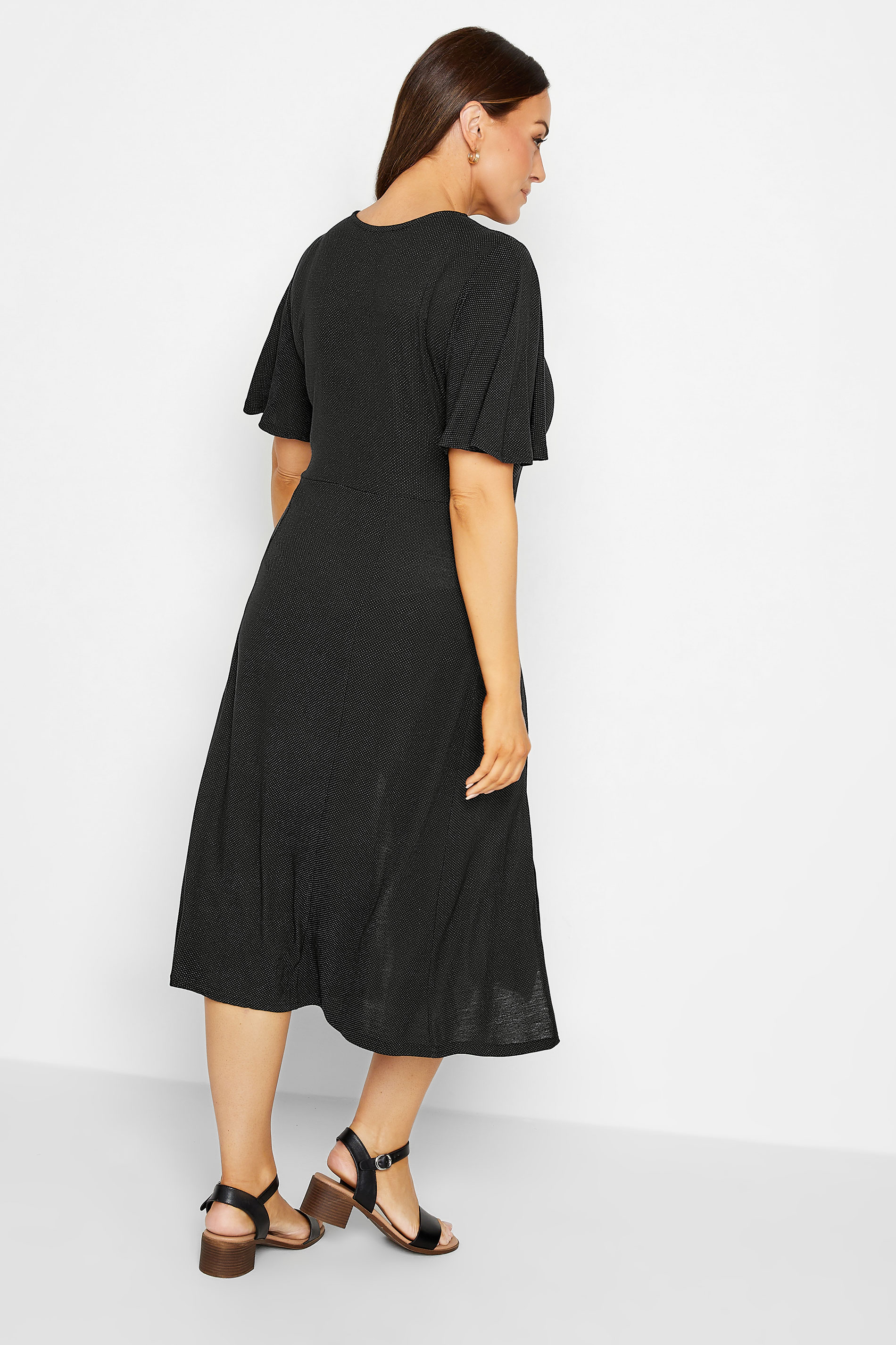 M&Co Black Angel Sleeve Split Hem Midi Dress | M&Co 3