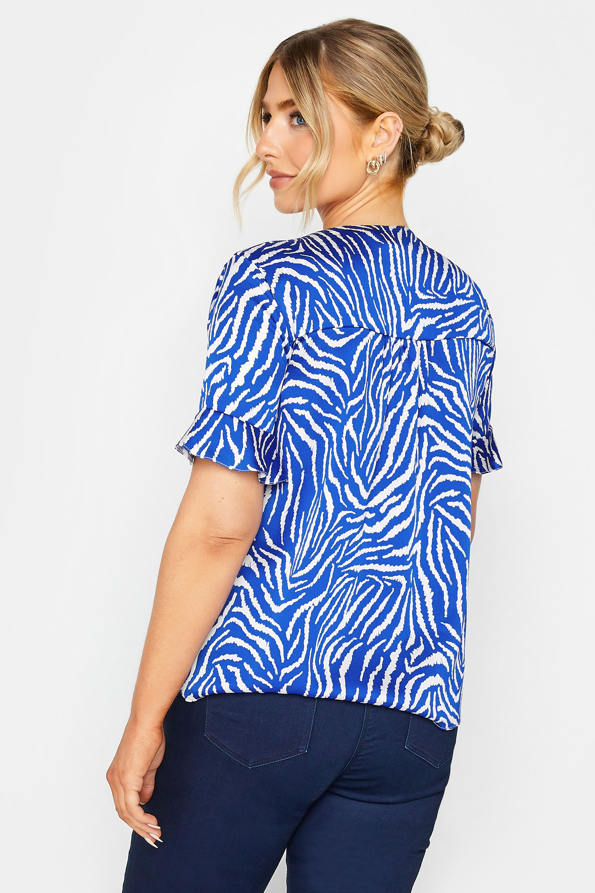M&Co Cobalt Blue Zebra Print Shirt | M&Co 3