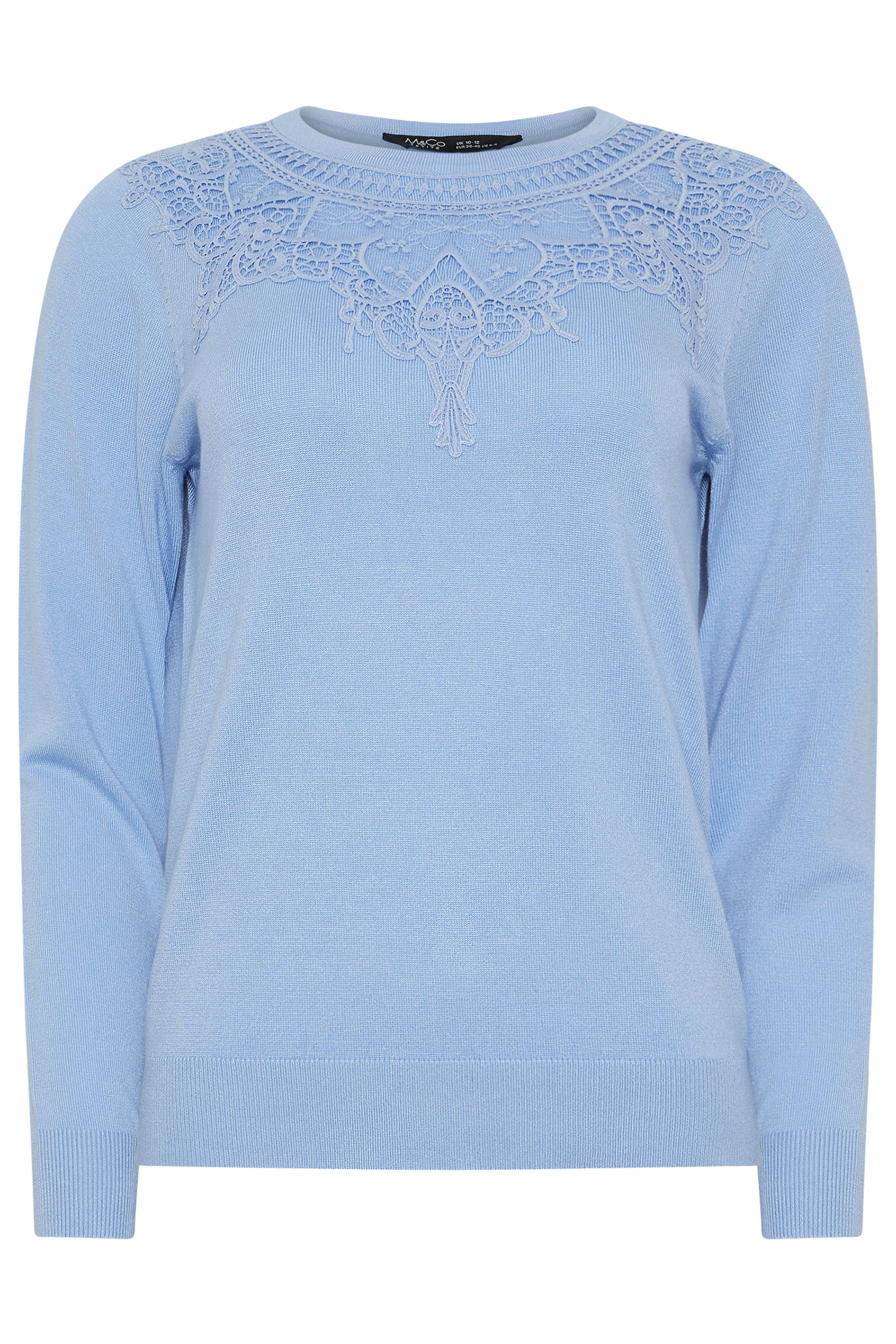 M&Co Petite Light Blue Lace Trim Jumper | M&Co 7