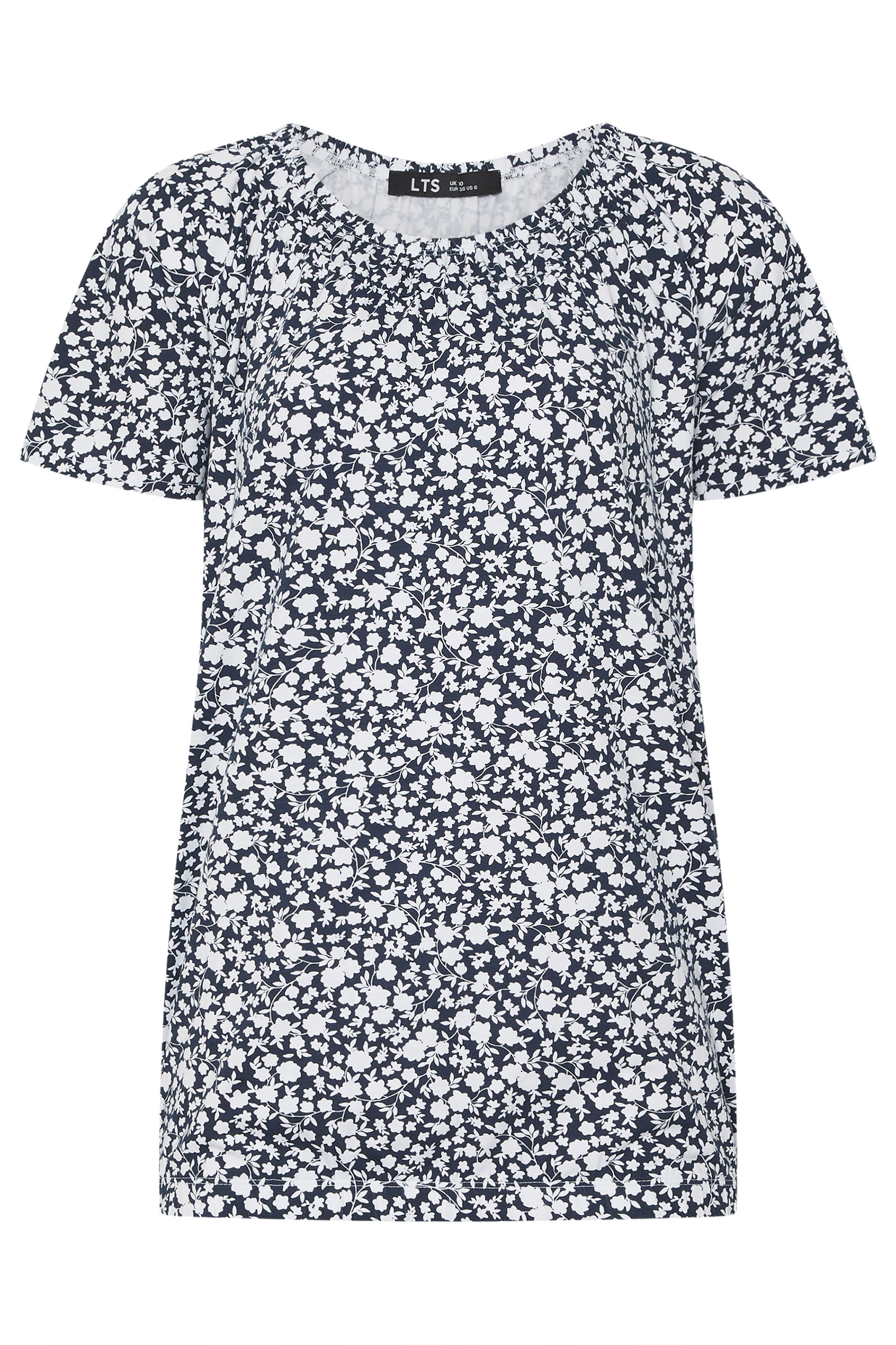 LTS Tall Women's Navy Blue Paisley Bubble Hem T-Shirt | Long Tall Sally 6
